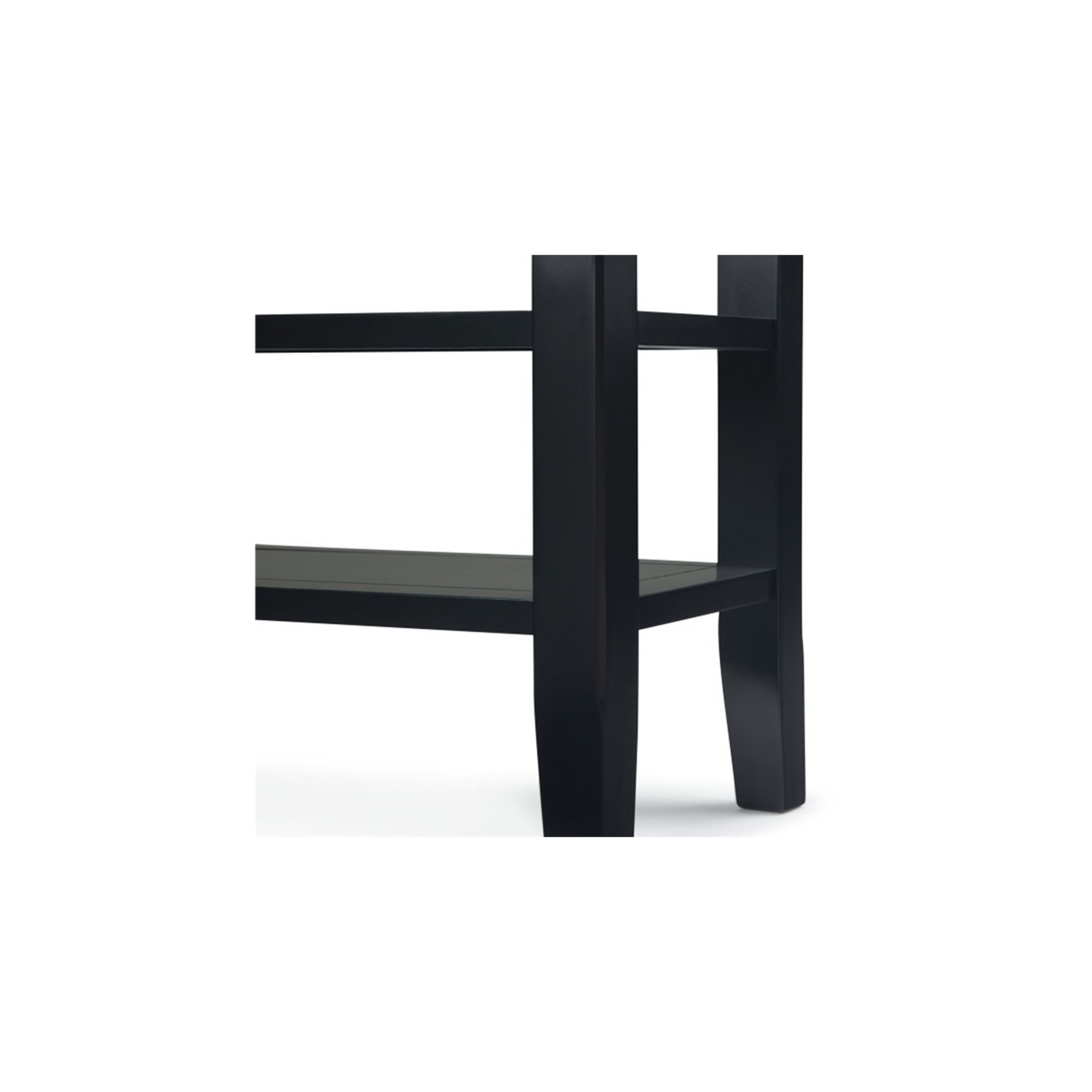 Simpli Home Acadian Wood 14" Rectangle Transitional Narrow Side Table in Black