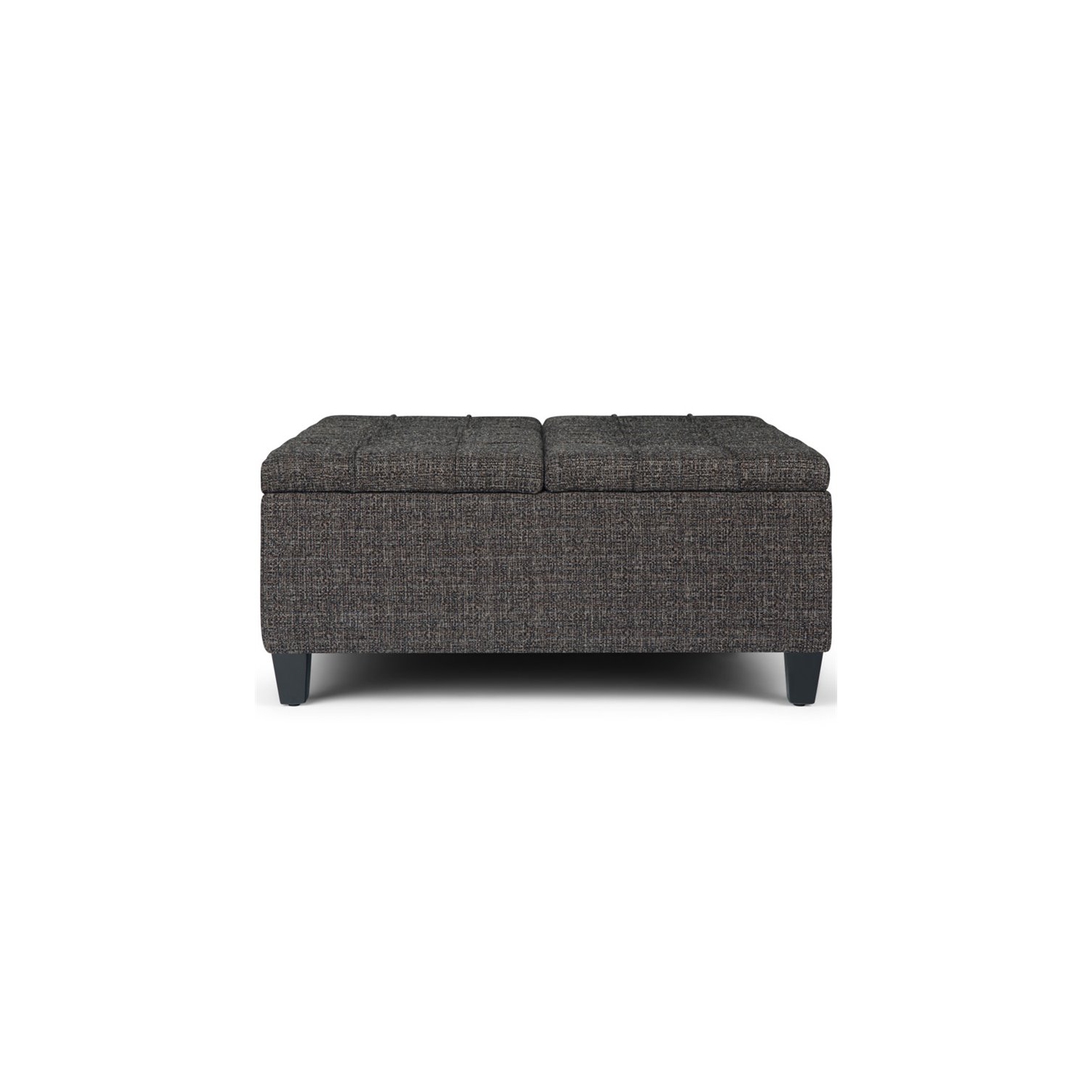 Harrison 36 in. W Coffee Table Storage Ottoman in Ebony Gray Tweed Look Fabric