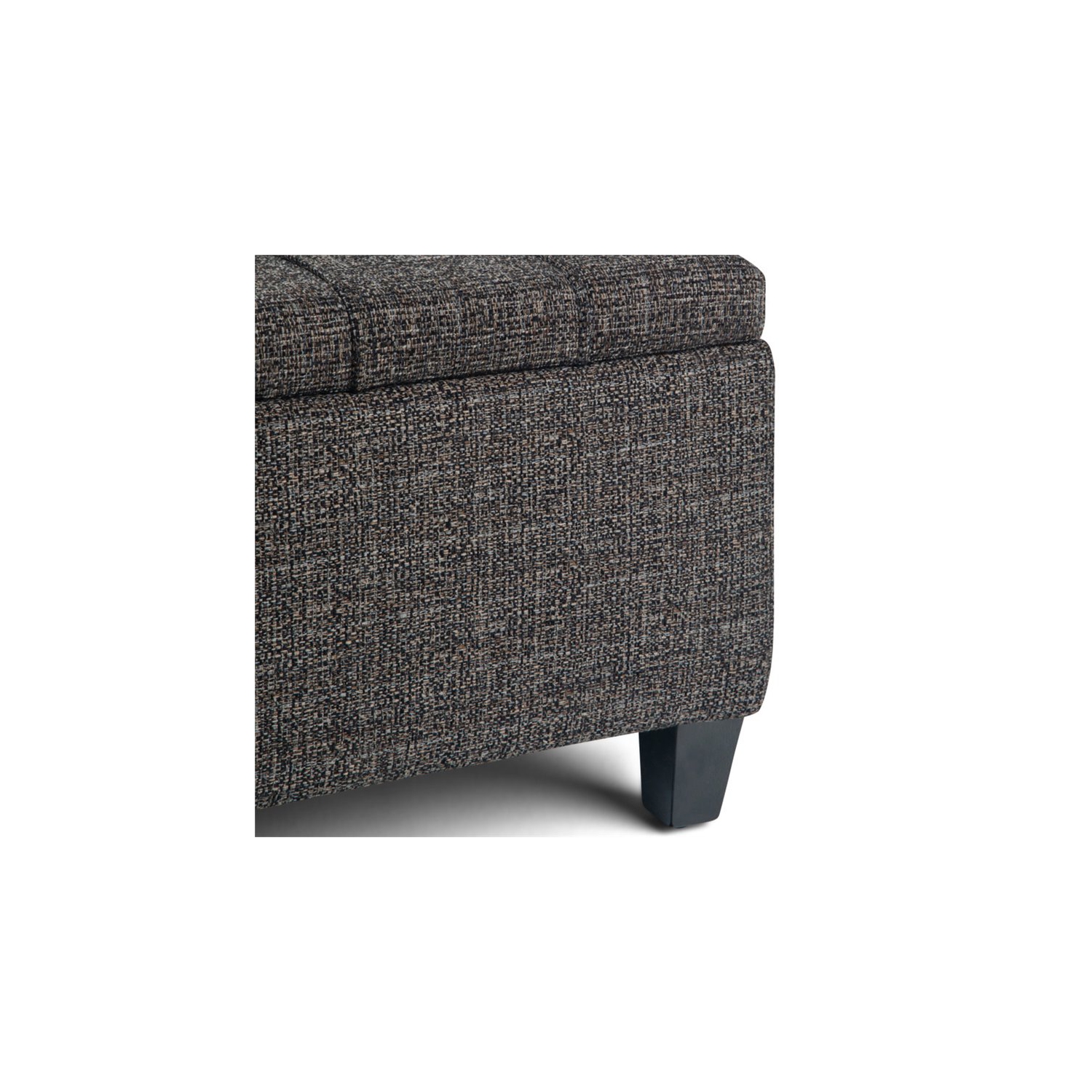 Harrison 36 in. W Coffee Table Storage Ottoman in Ebony Gray Tweed Look Fabric