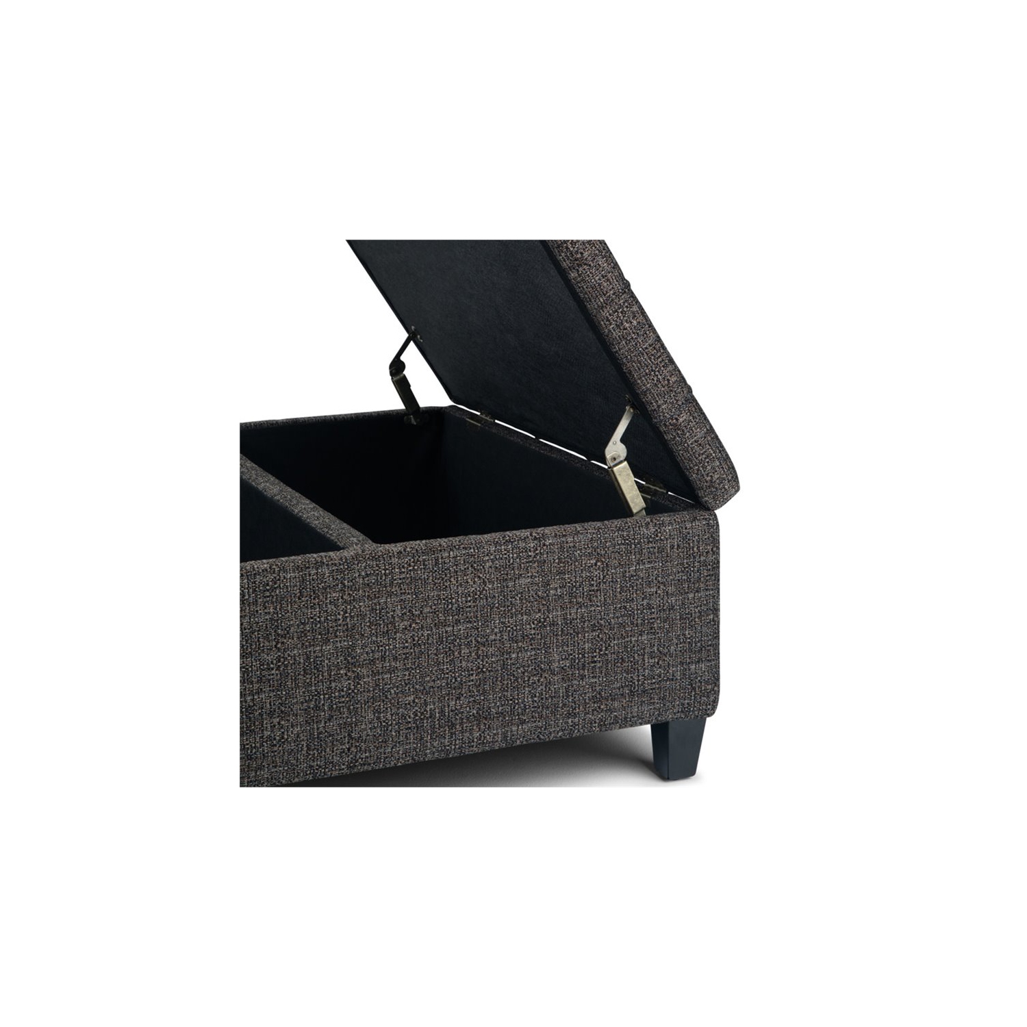 Harrison 36 in. W Coffee Table Storage Ottoman in Ebony Gray Tweed Look Fabric
