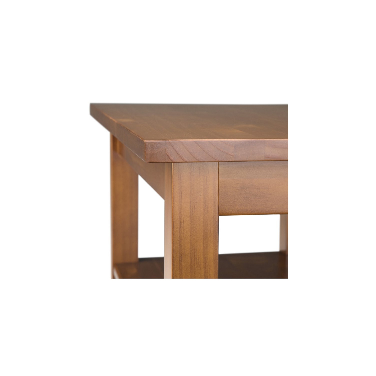 Simpli Home Warm Shaker Wood 14" Rectangle Transitional Narrow Side Table in Light Golden Brown