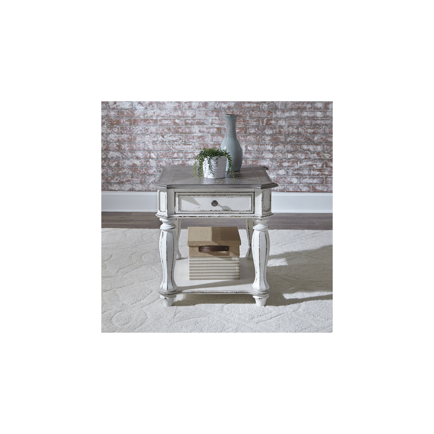 Magnolia Manor White End Table