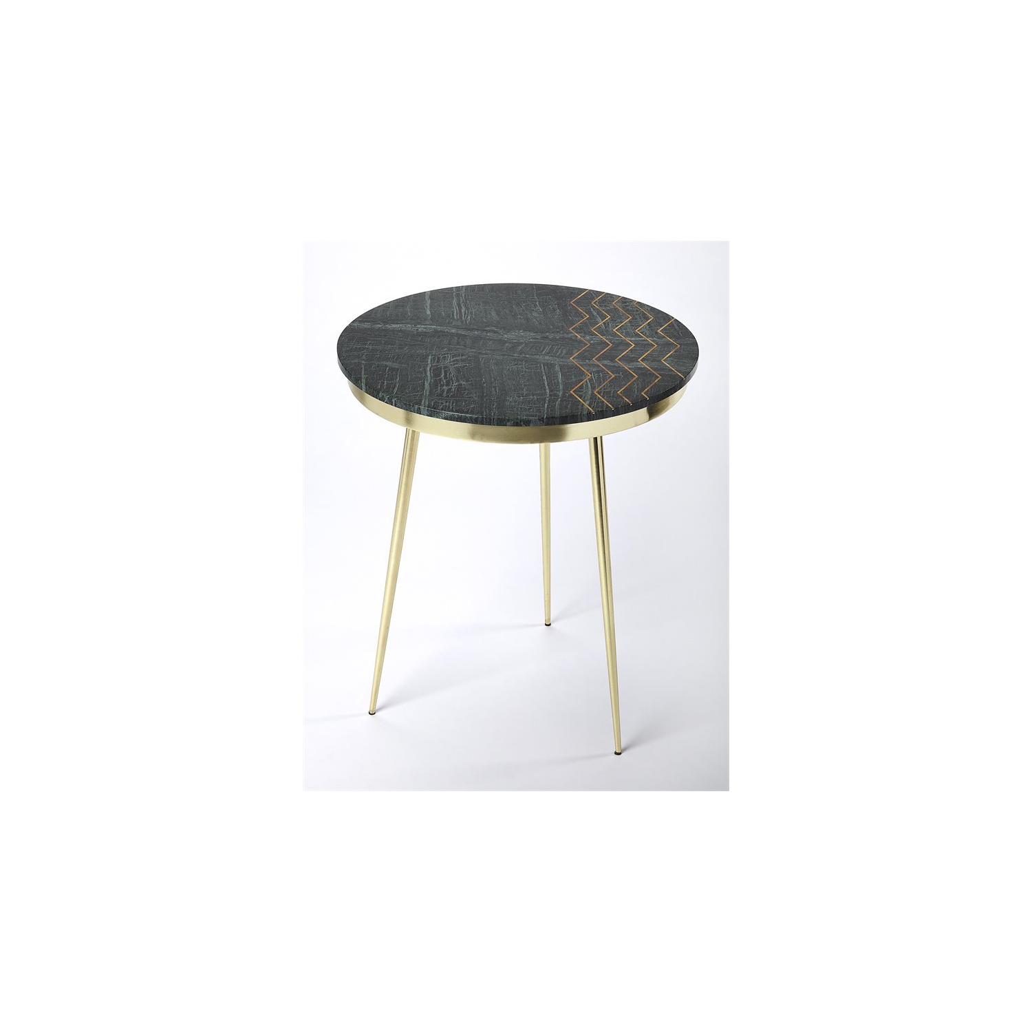Butler Specialty Hollings Marble and Brass Accent Table in Green