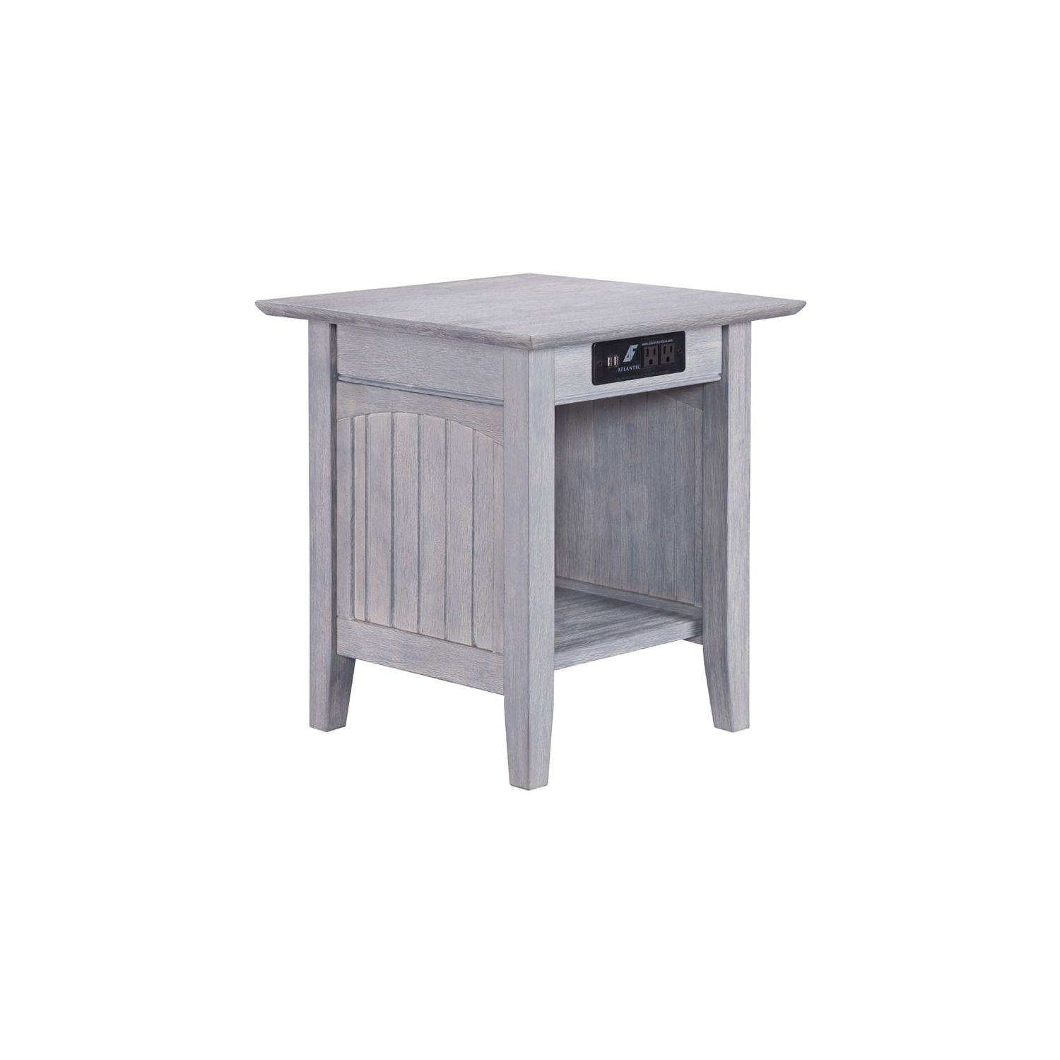 AFI Nantucket End Table with Charger in Driftwood Gray