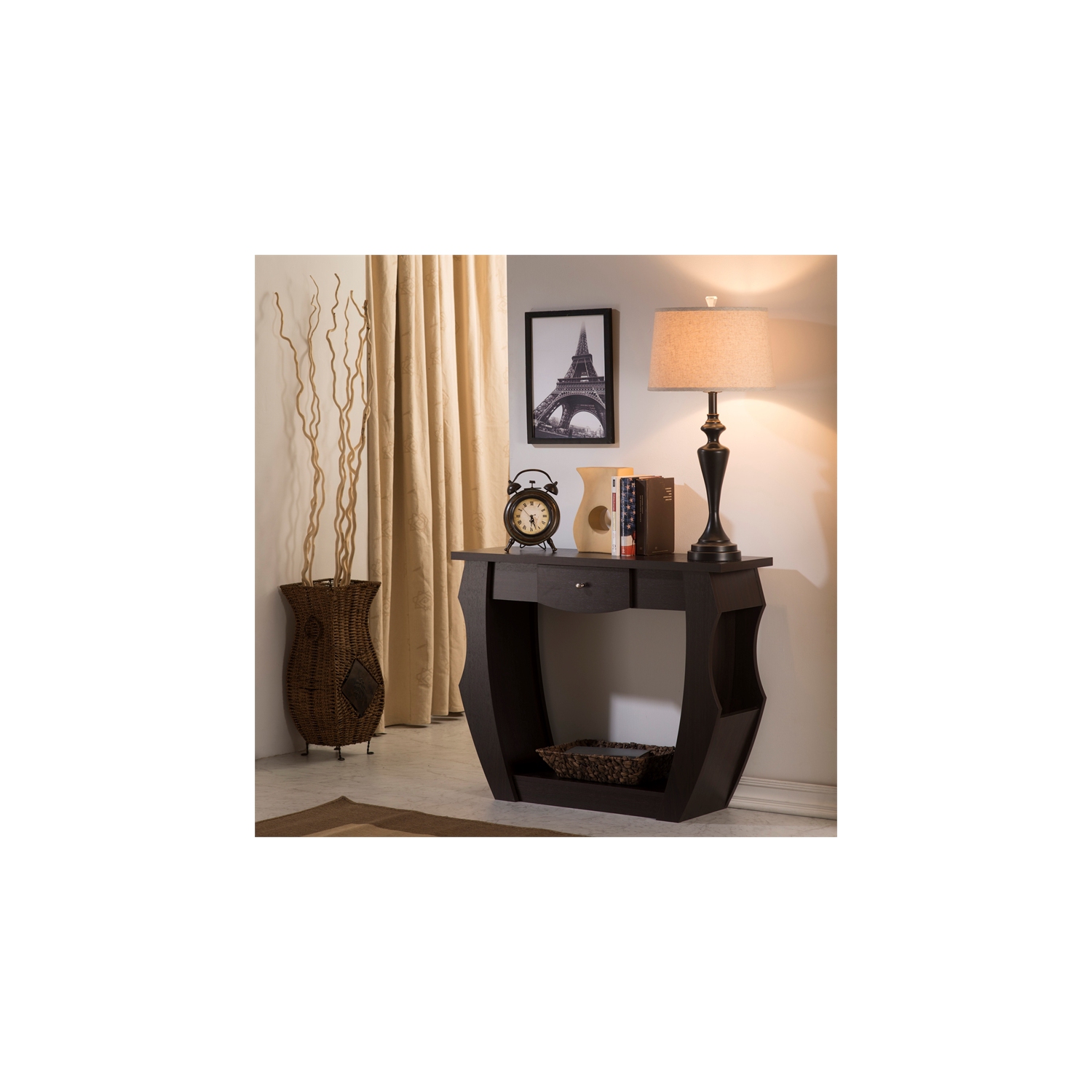 Meuble en bois contemporain à 1 tiroir Trunta de Furniture of America - Noyer