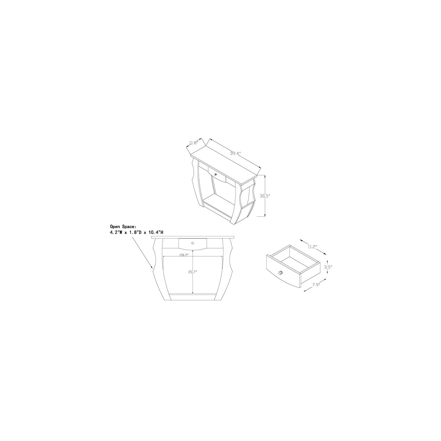 Meuble en bois contemporain à 1 tiroir Trunta de Furniture of America - Noyer
