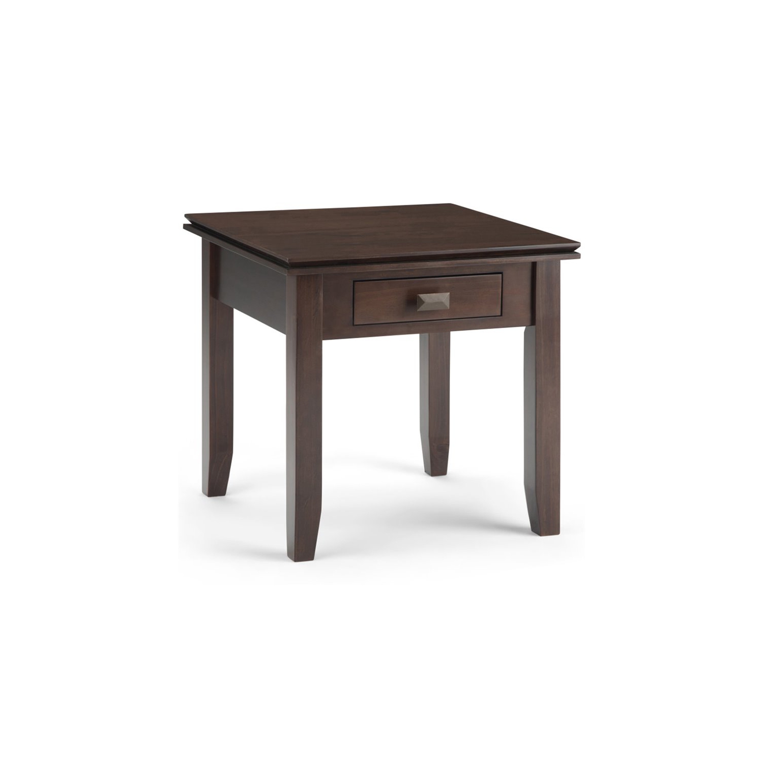 Simpli Home Artisan Wood 21" Square Transitional End Side Table in Tobacco Brown