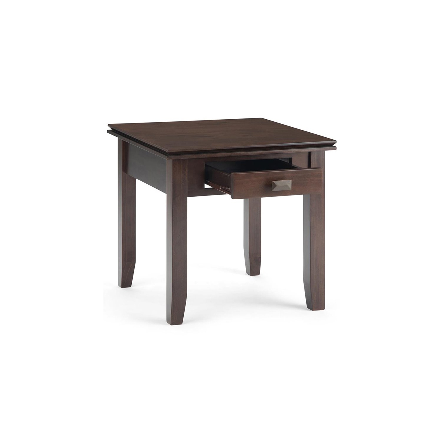 Simpli Home Artisan Wood 21" Square Transitional End Side Table in Tobacco Brown