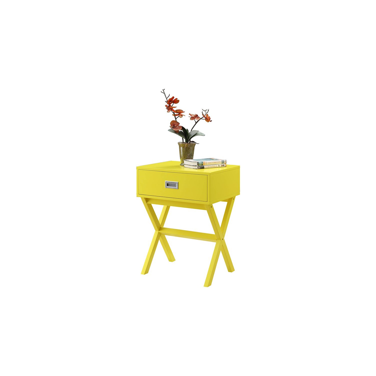 Convenience Concepts Designs2Go Landon One-Drawer End Table in Yellow Wood