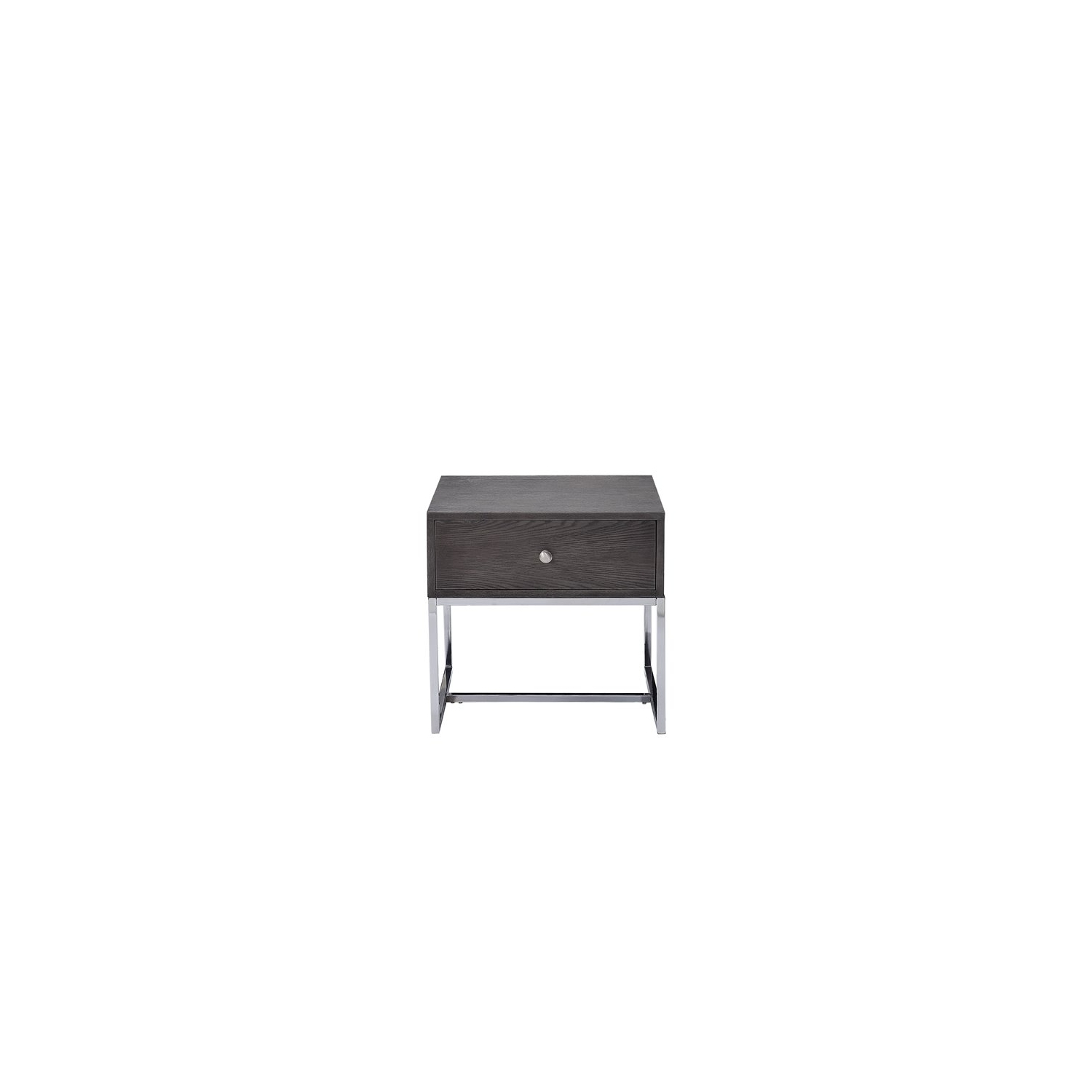 Bowery Hill Transitional End Table in Gray Oak and Chrome