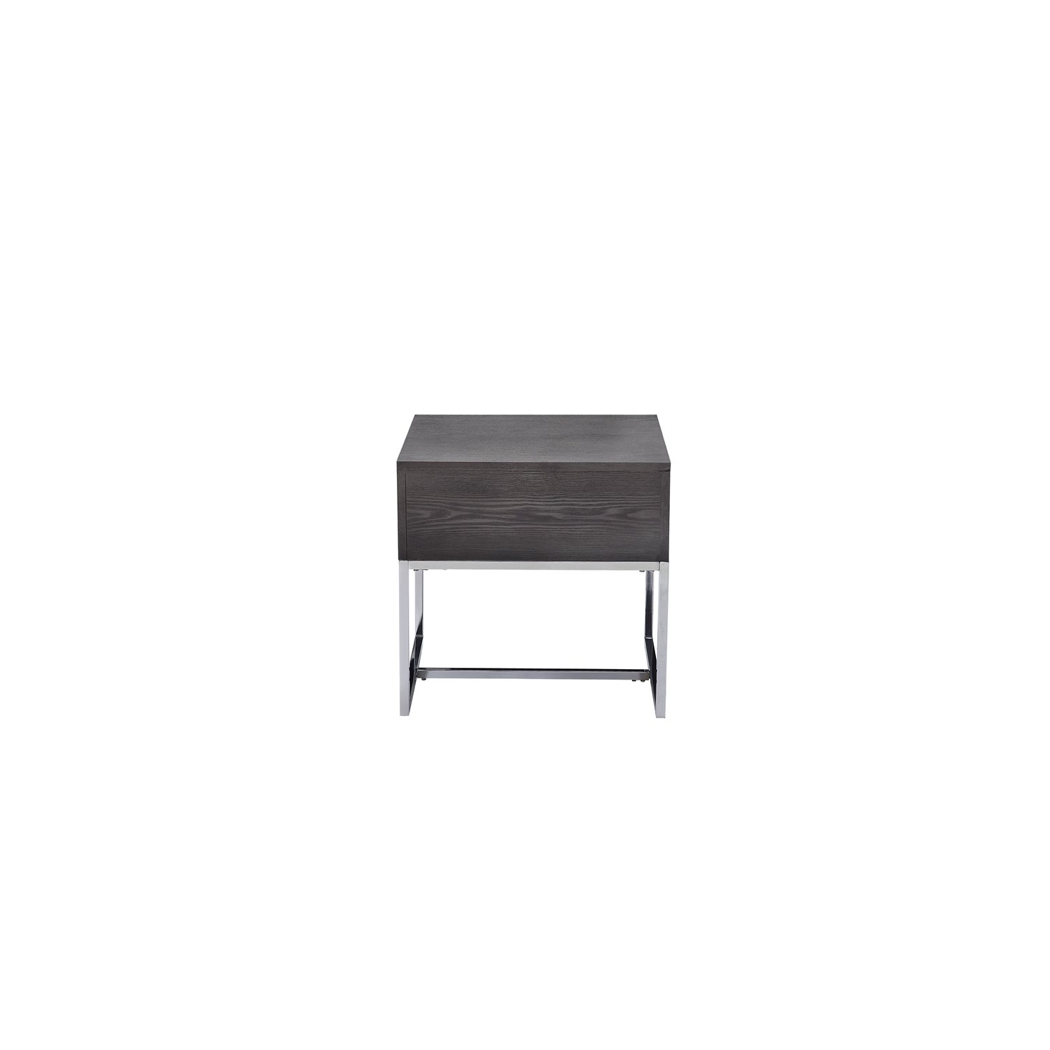 Bowery Hill Transitional End Table in Gray Oak and Chrome