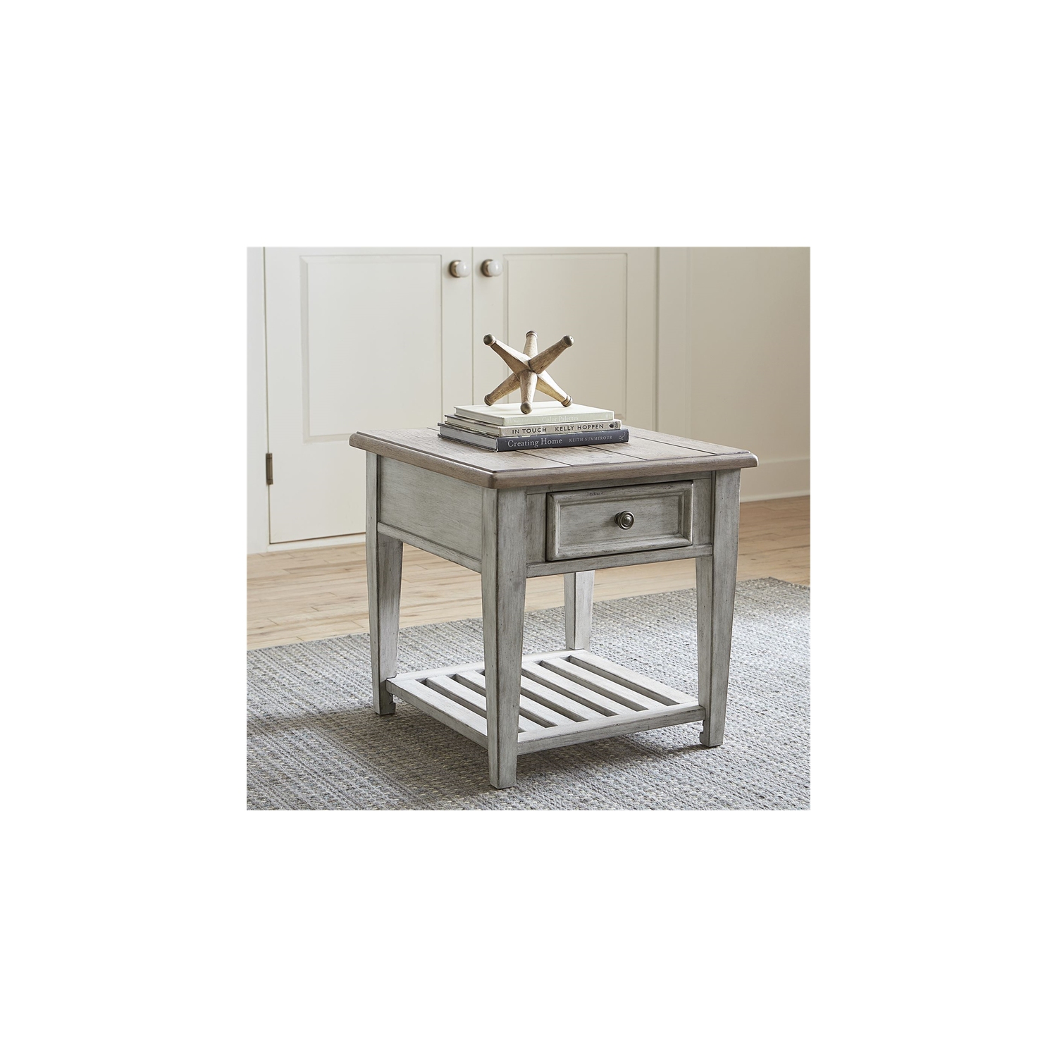 Heartland Off White Wood Drawer End Table