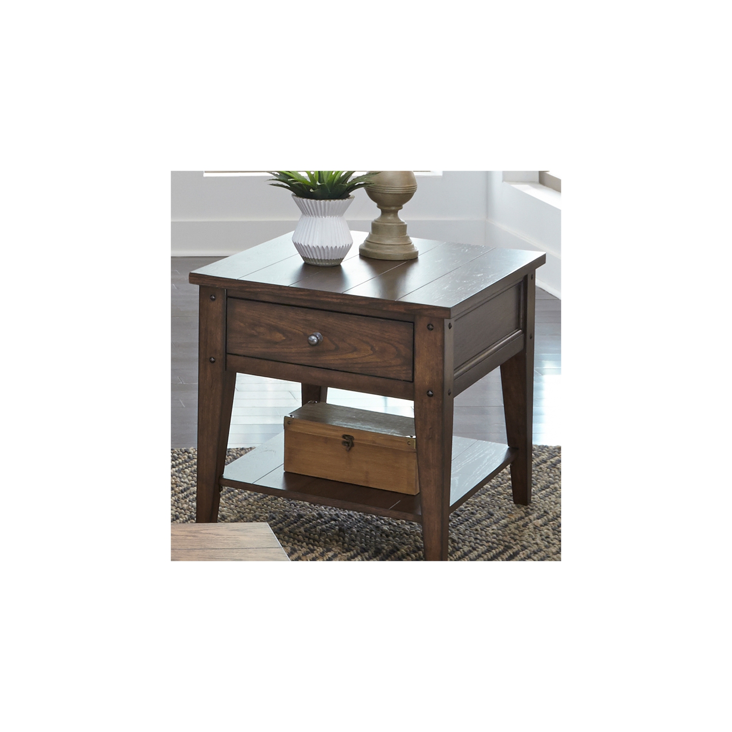 Lake House Dark Brown End Table
