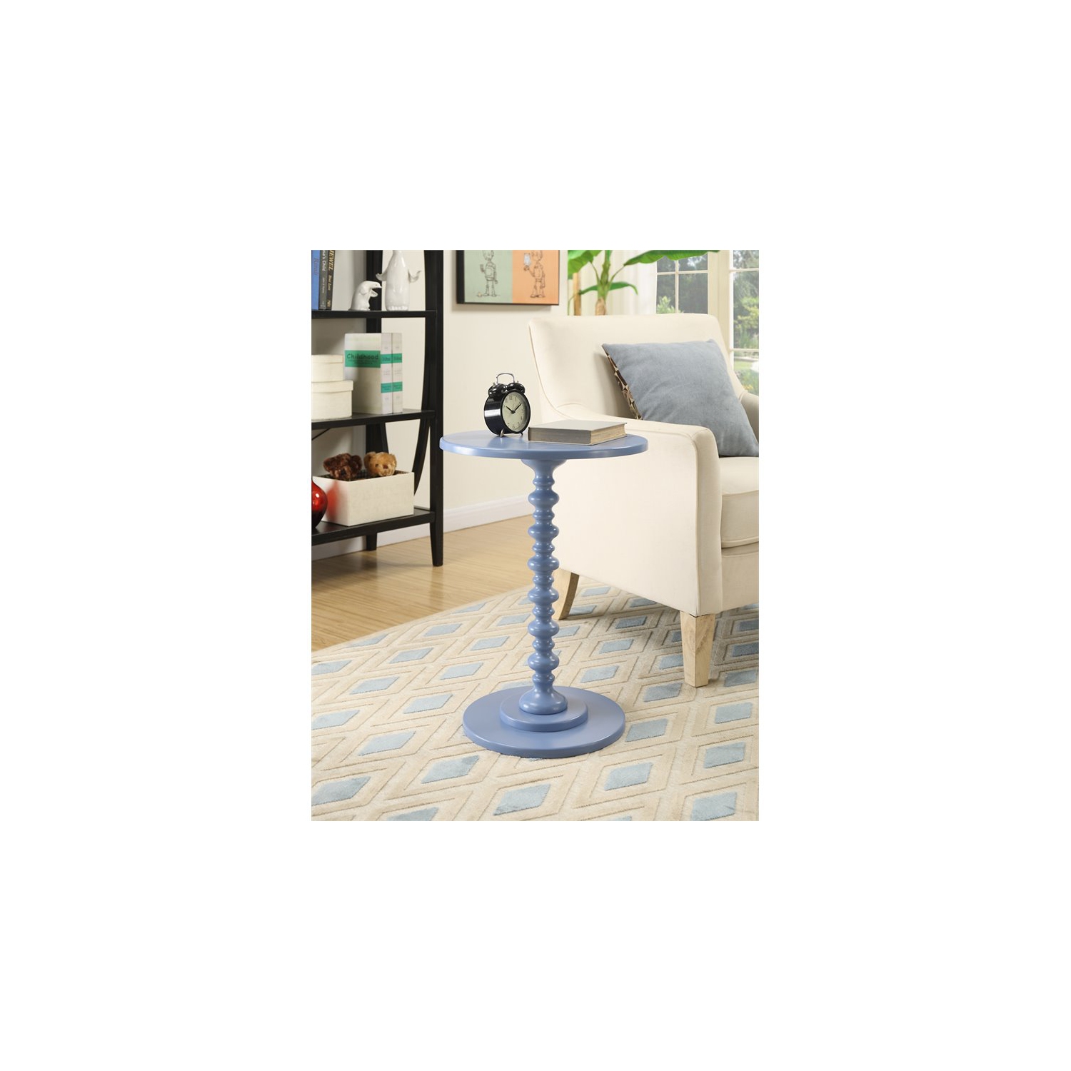 Convenience Concepts Palm Beach Spindle Table in Blue Wood Finish
