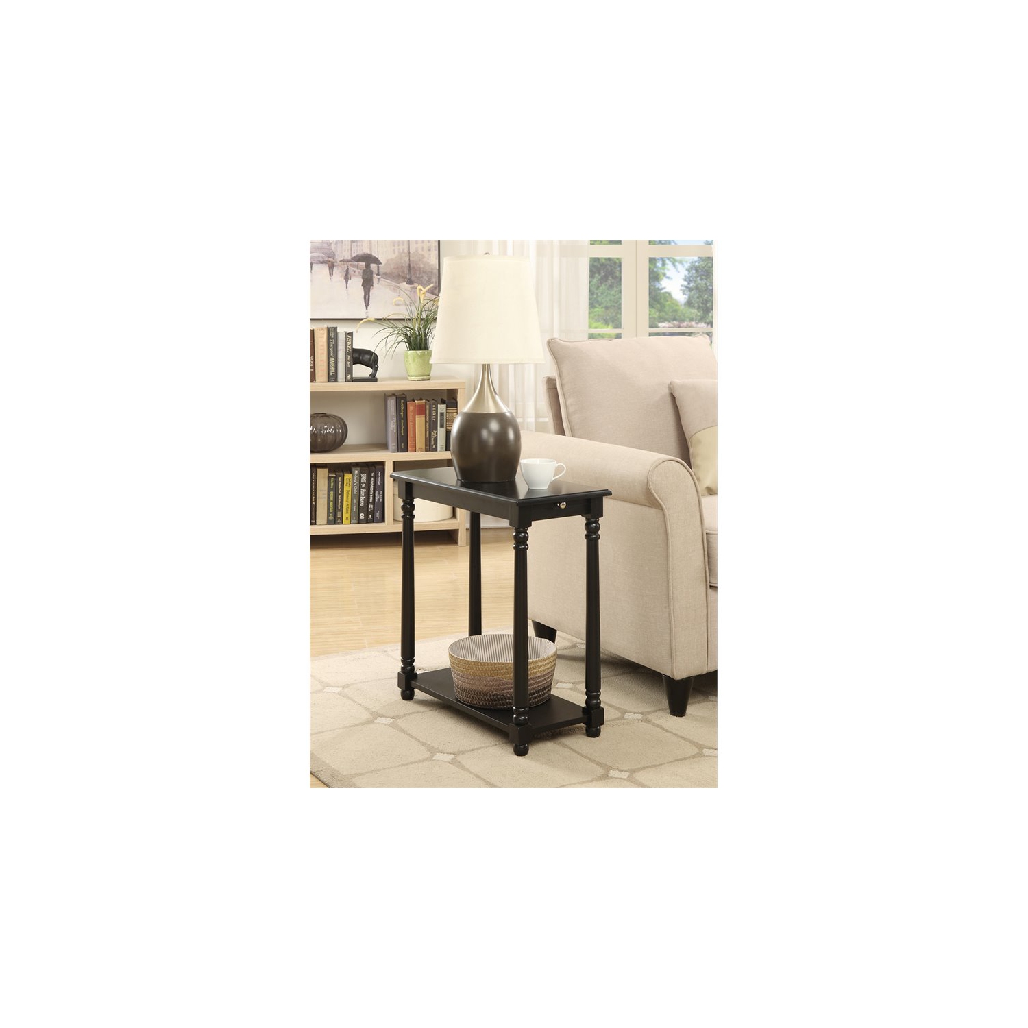 Convenience Concepts French Country Regent End Table in Black Wood Finish