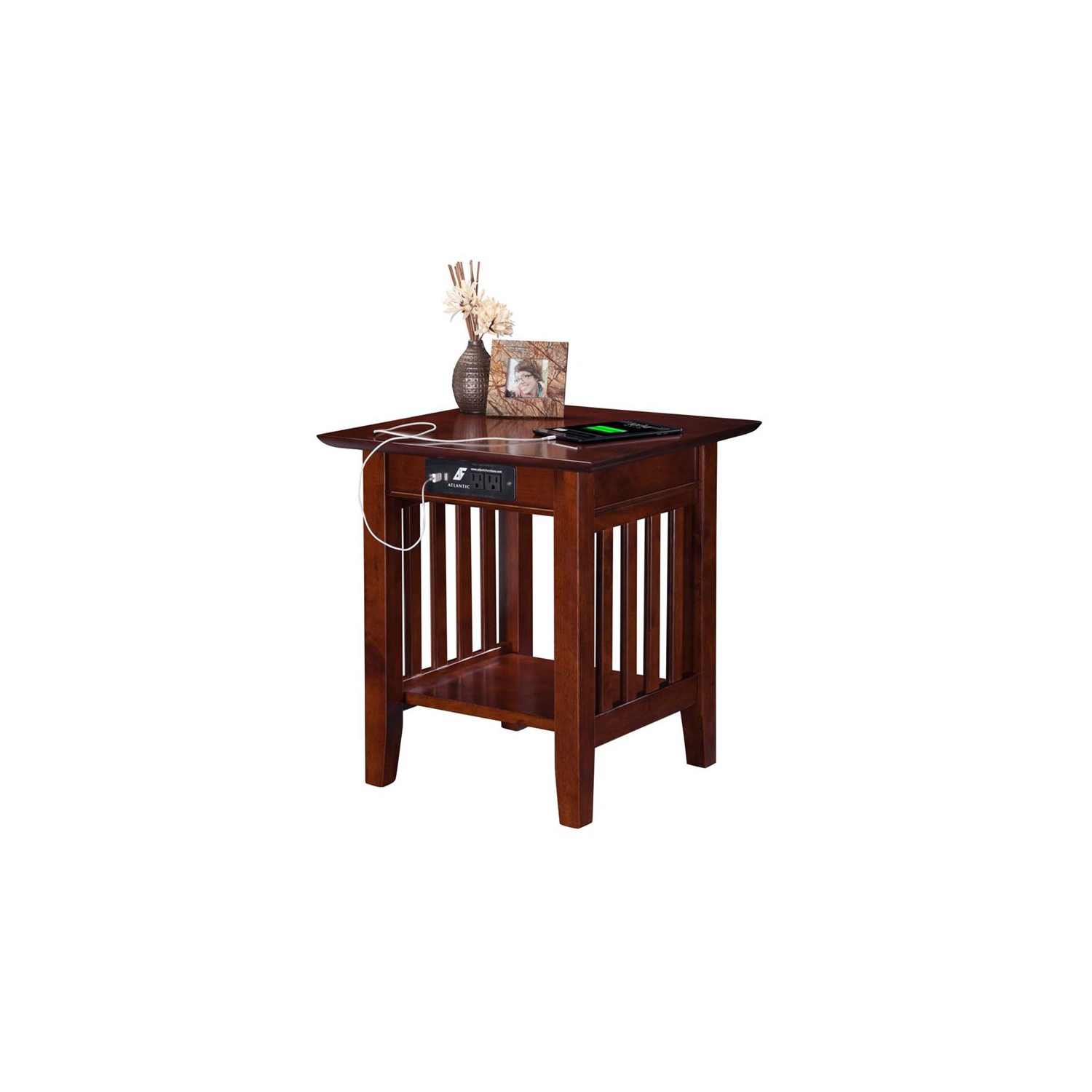 AFI Mission Charger End Table in Walnut