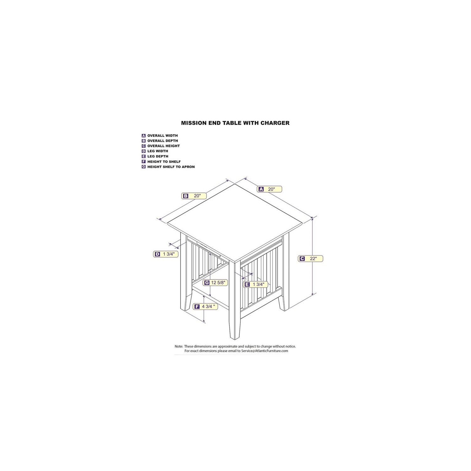 AFI Mission Charger End Table in Walnut