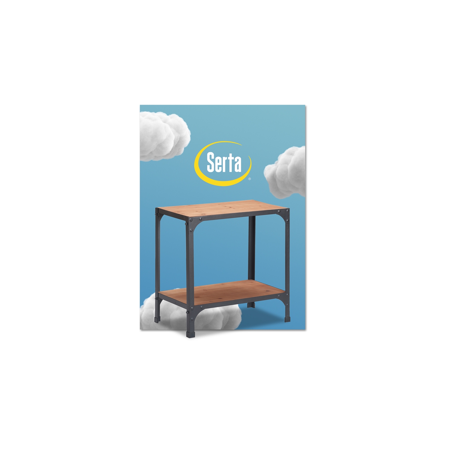 Serta Overland Side Table Wood and Black Metal