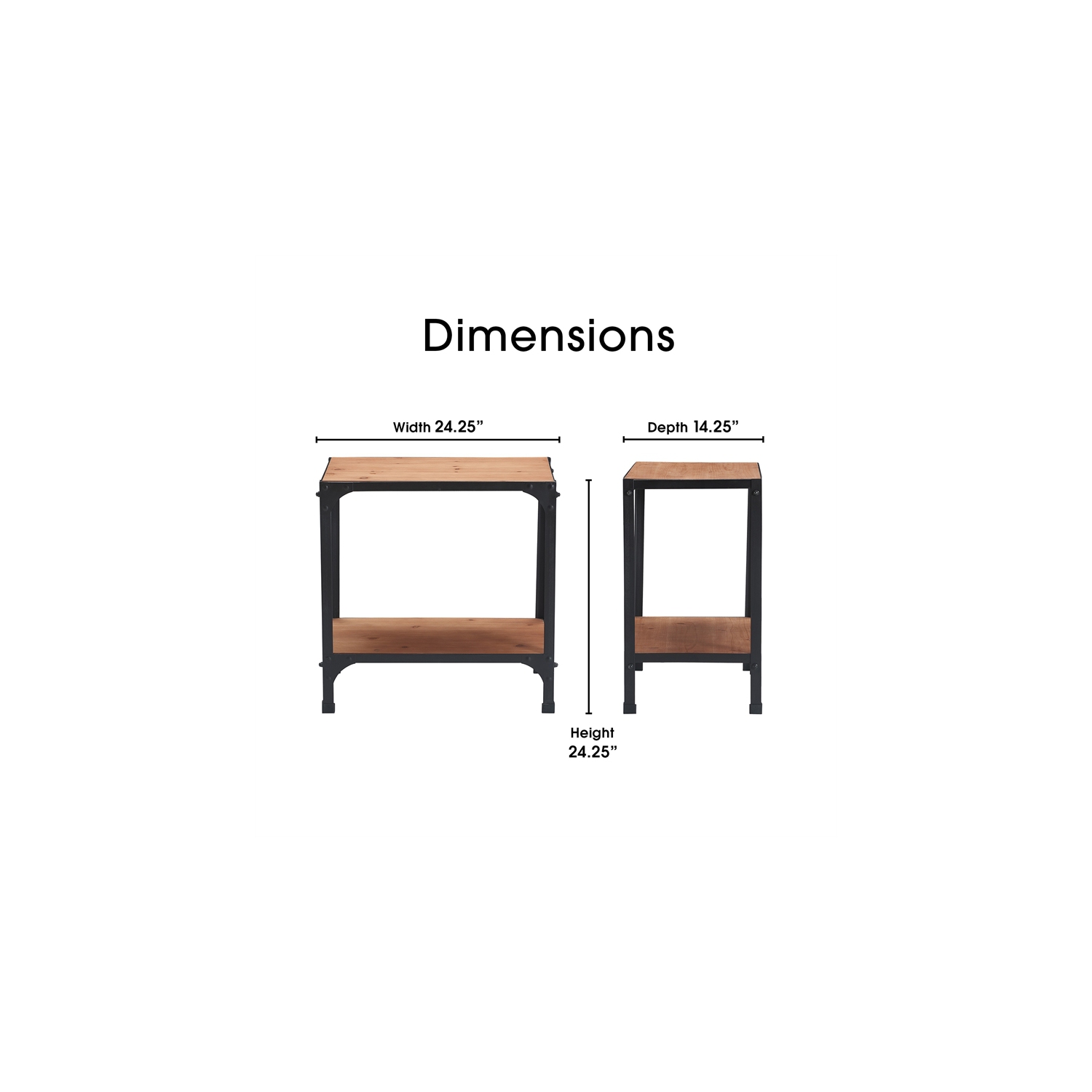 Serta Overland Side Table Wood and Black Metal