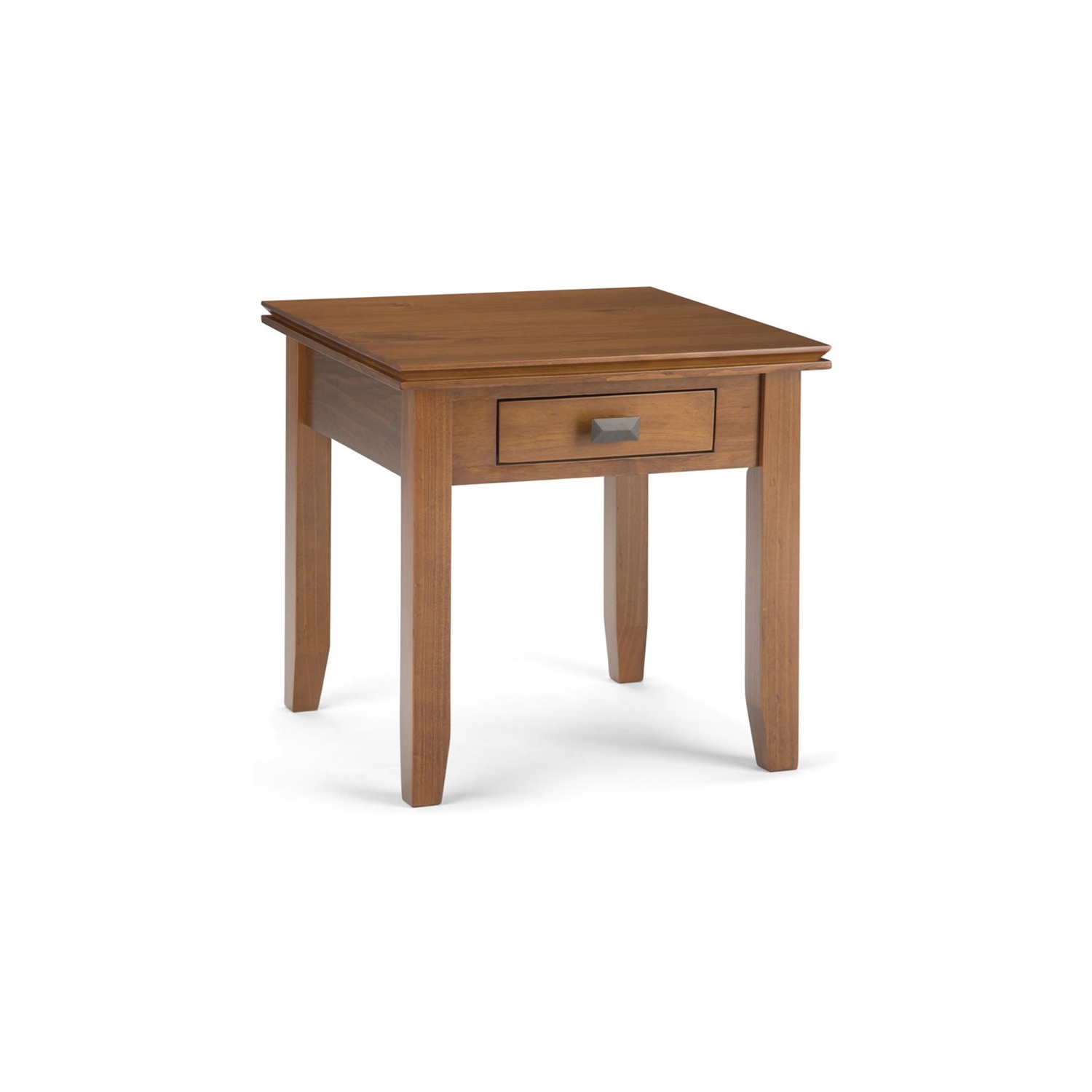 Simpli Home Artisan Wood 21" Square Transitional End Side Table in Honey Brown