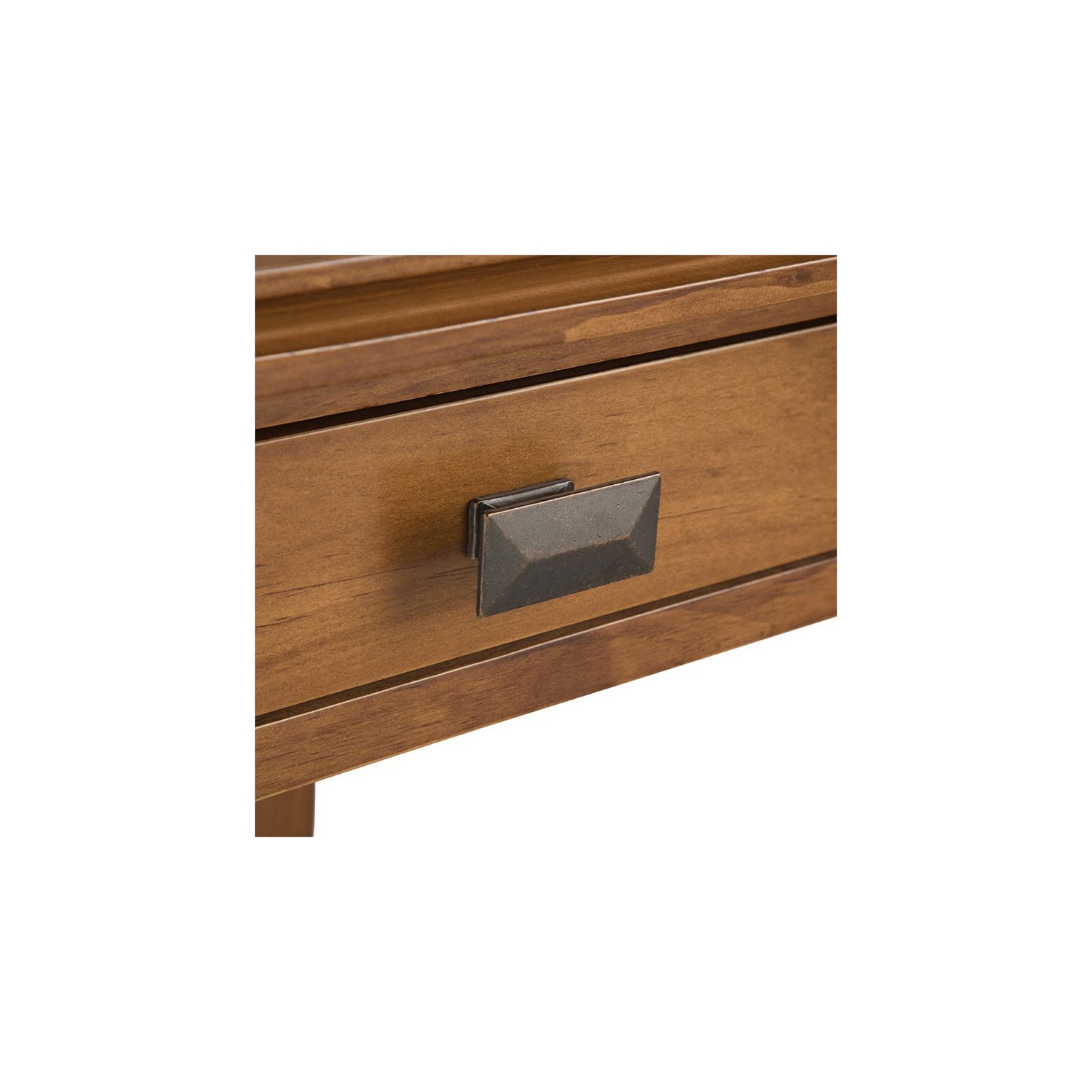 Simpli Home Artisan Wood 21" Square Transitional End Side Table in Honey Brown