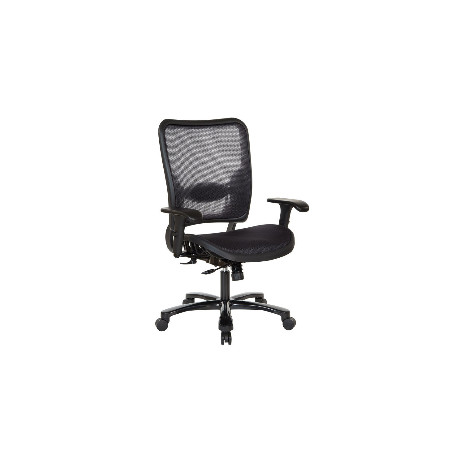 Air Grid Big & Tall Ergonomic Chair with 2-Way Adjustable Arms in Black Fabric