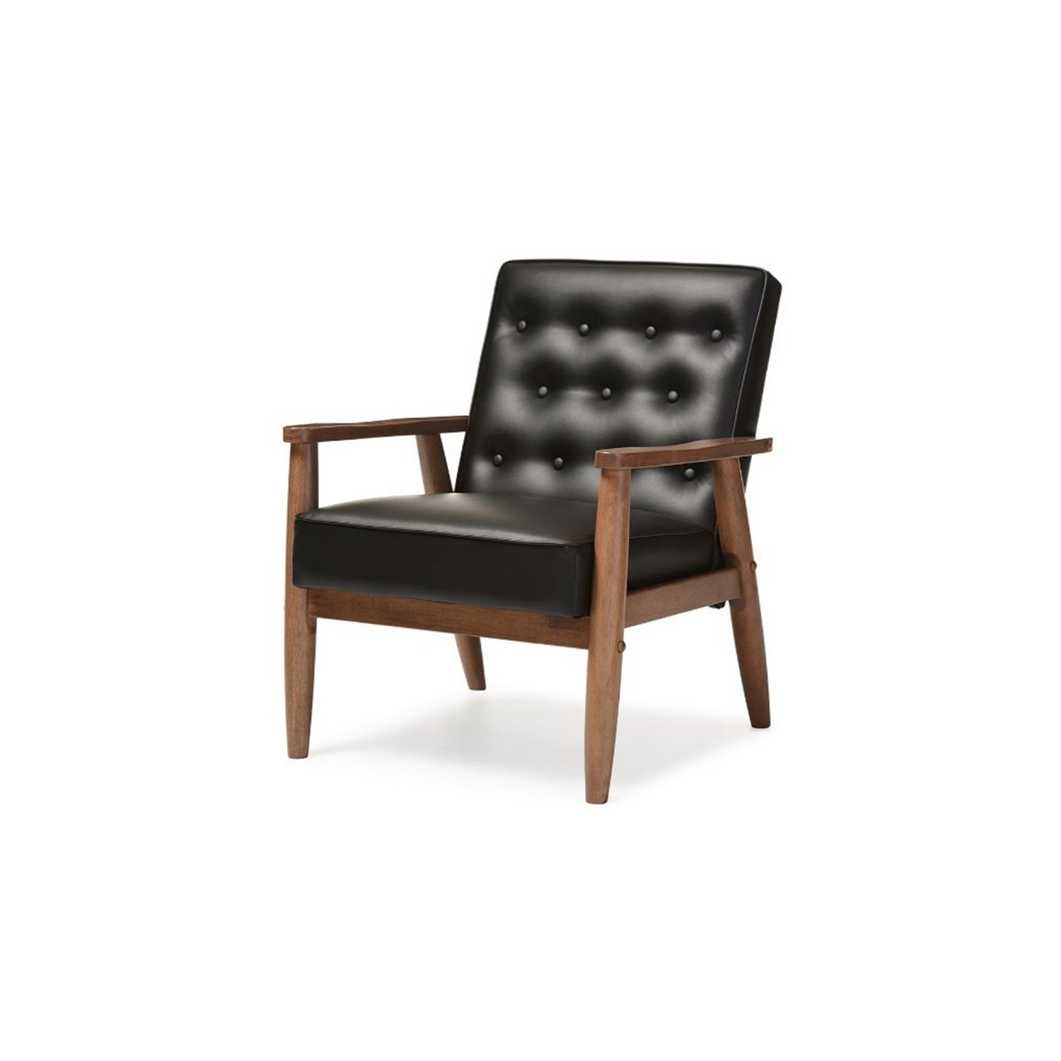 Baxton Studio Sorrento Faux Leather Tufted Reception Chair in Black
