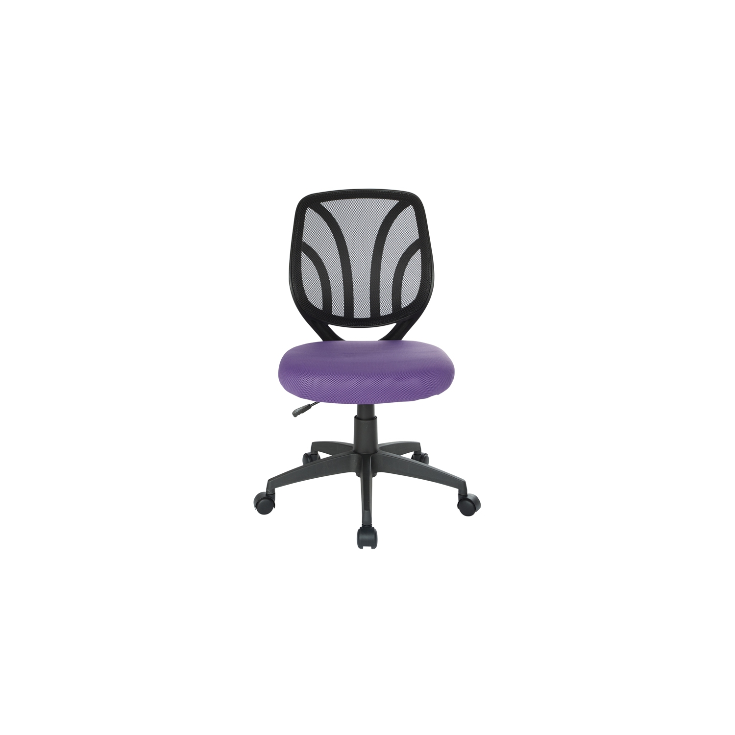 Screen Back Armless Task Chair with Purple Mesh Fabric and Wheel Carpet Casters