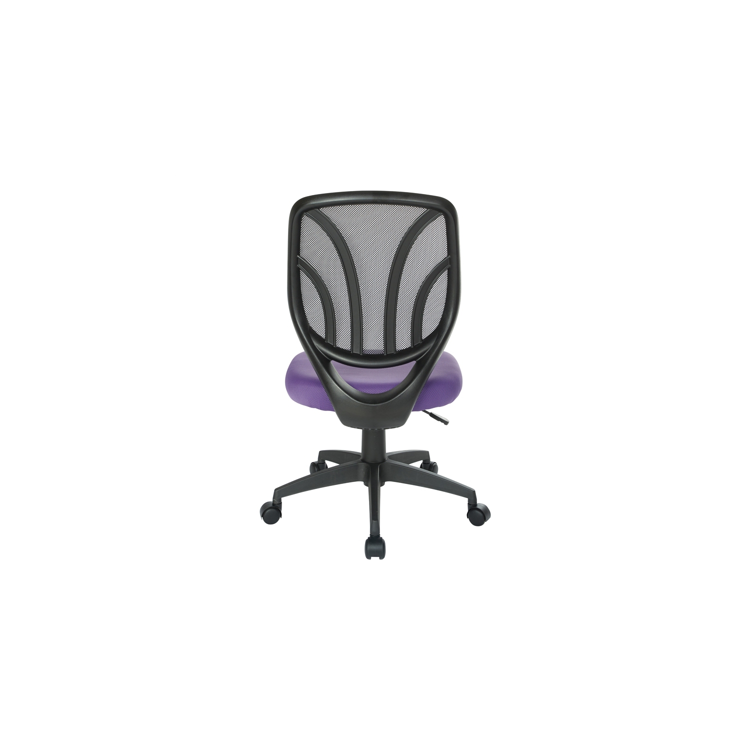 Screen Back Armless Task Chair with Purple Mesh Fabric and Wheel Carpet Casters