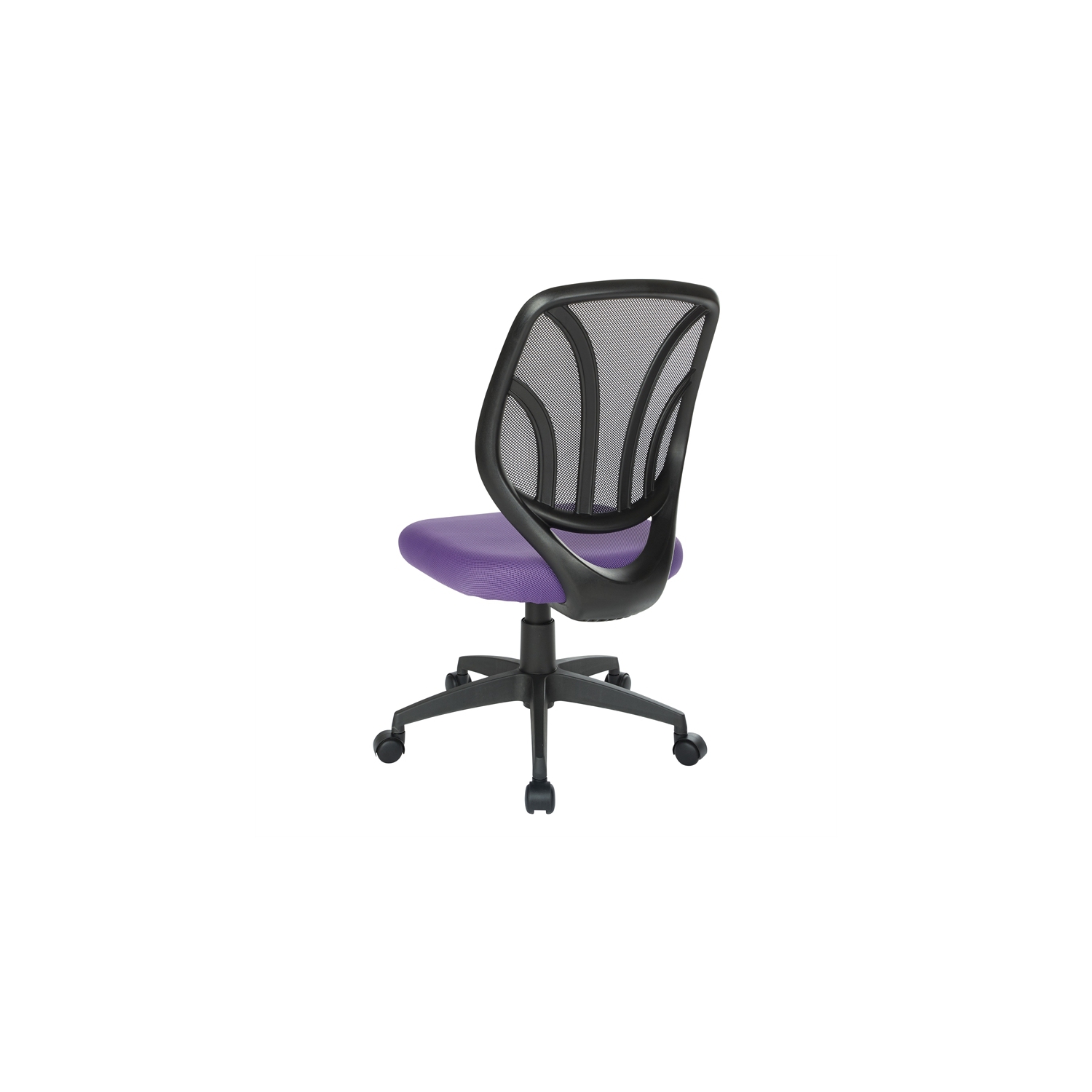 Screen Back Armless Task Chair with Purple Mesh Fabric and Wheel Carpet Casters
