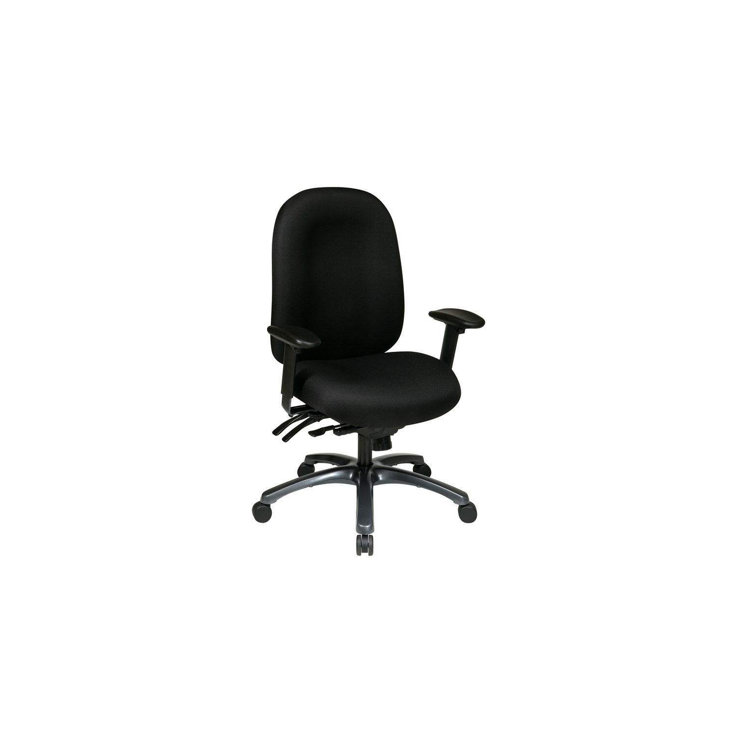 Multi-Function High Back Chair with Seat Slider in Black Fabric