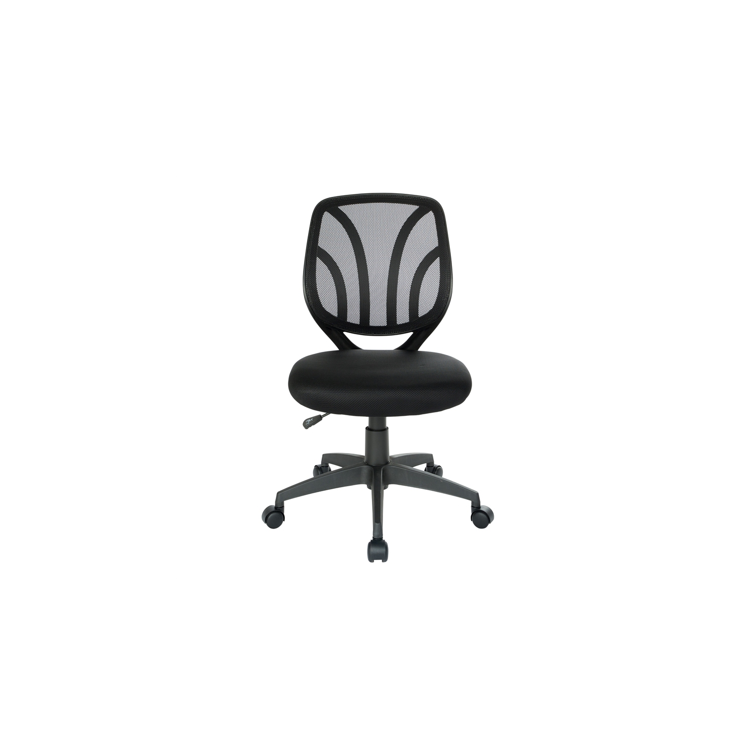 Screen Back Armless Task Chair with Black Mesh Back and Fabric Seat