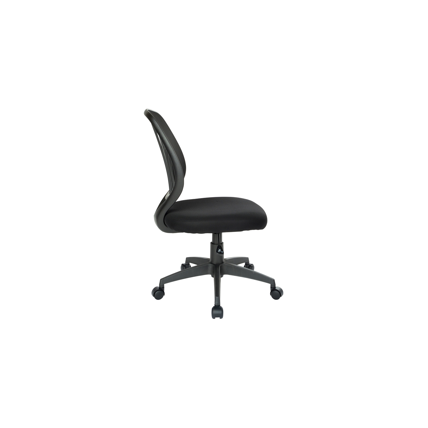 Screen Back Armless Task Chair with Black Mesh Back and Fabric Seat