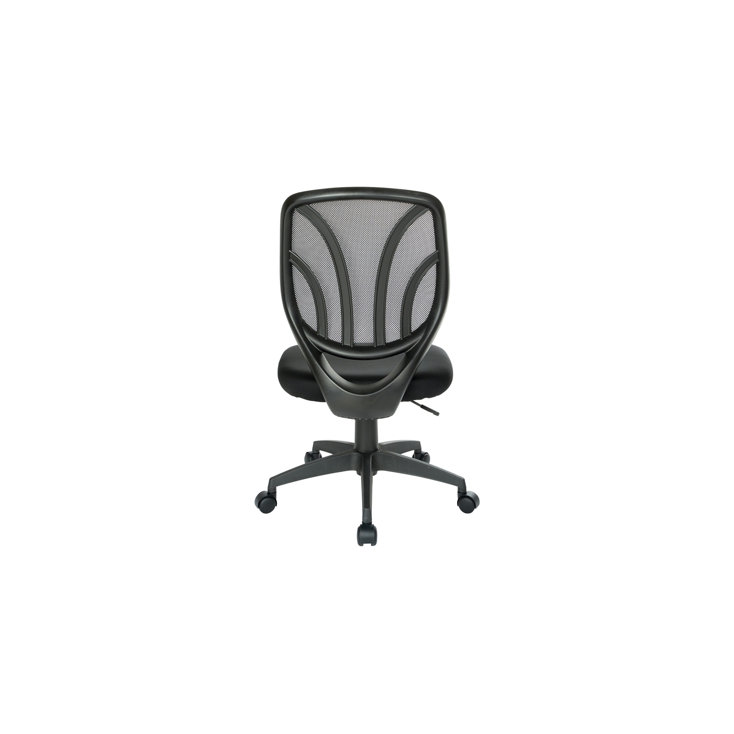 Screen Back Armless Task Chair with Black Mesh Back and Fabric Seat