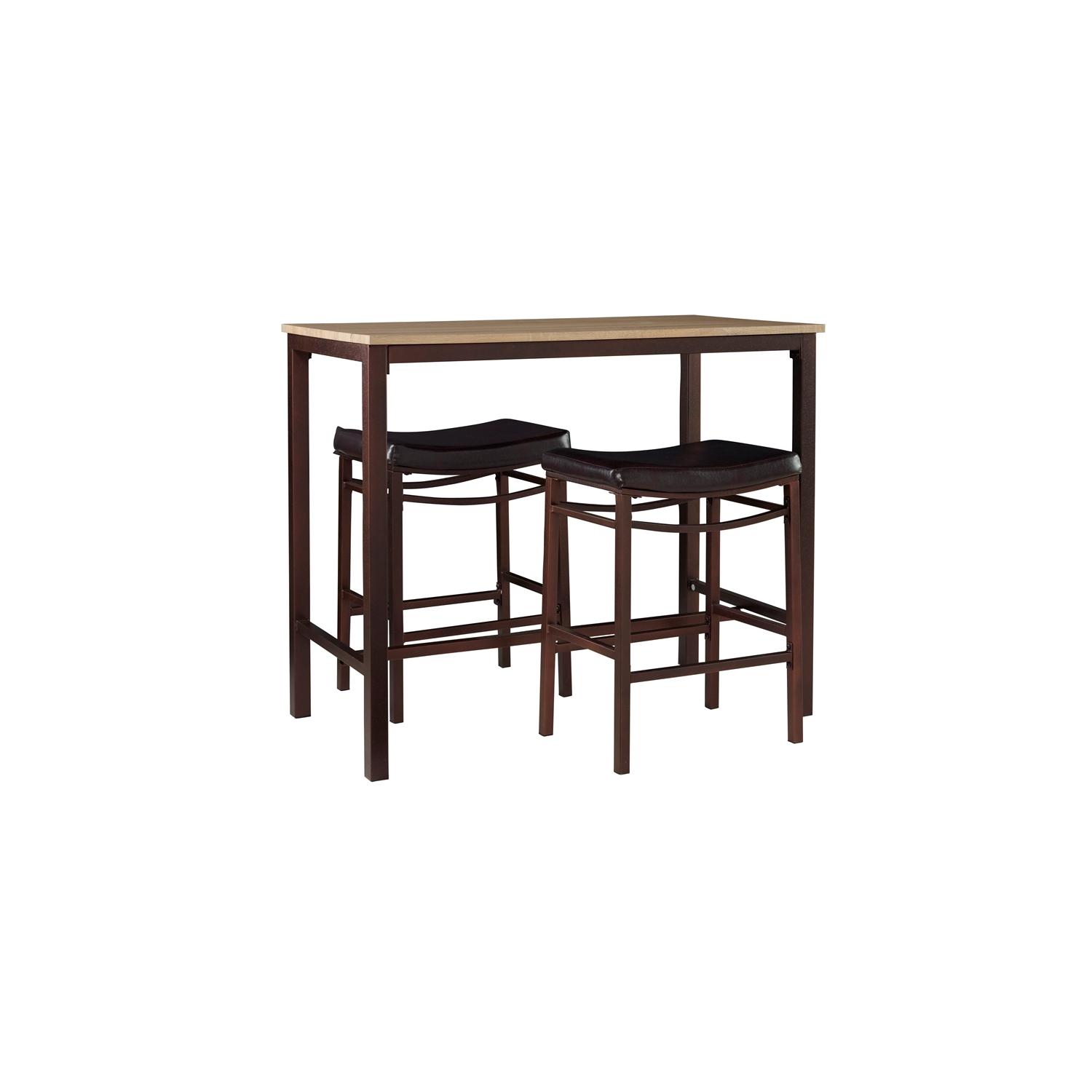Linon Holly Three Piece Wood Counter Height Pub Set in Brown