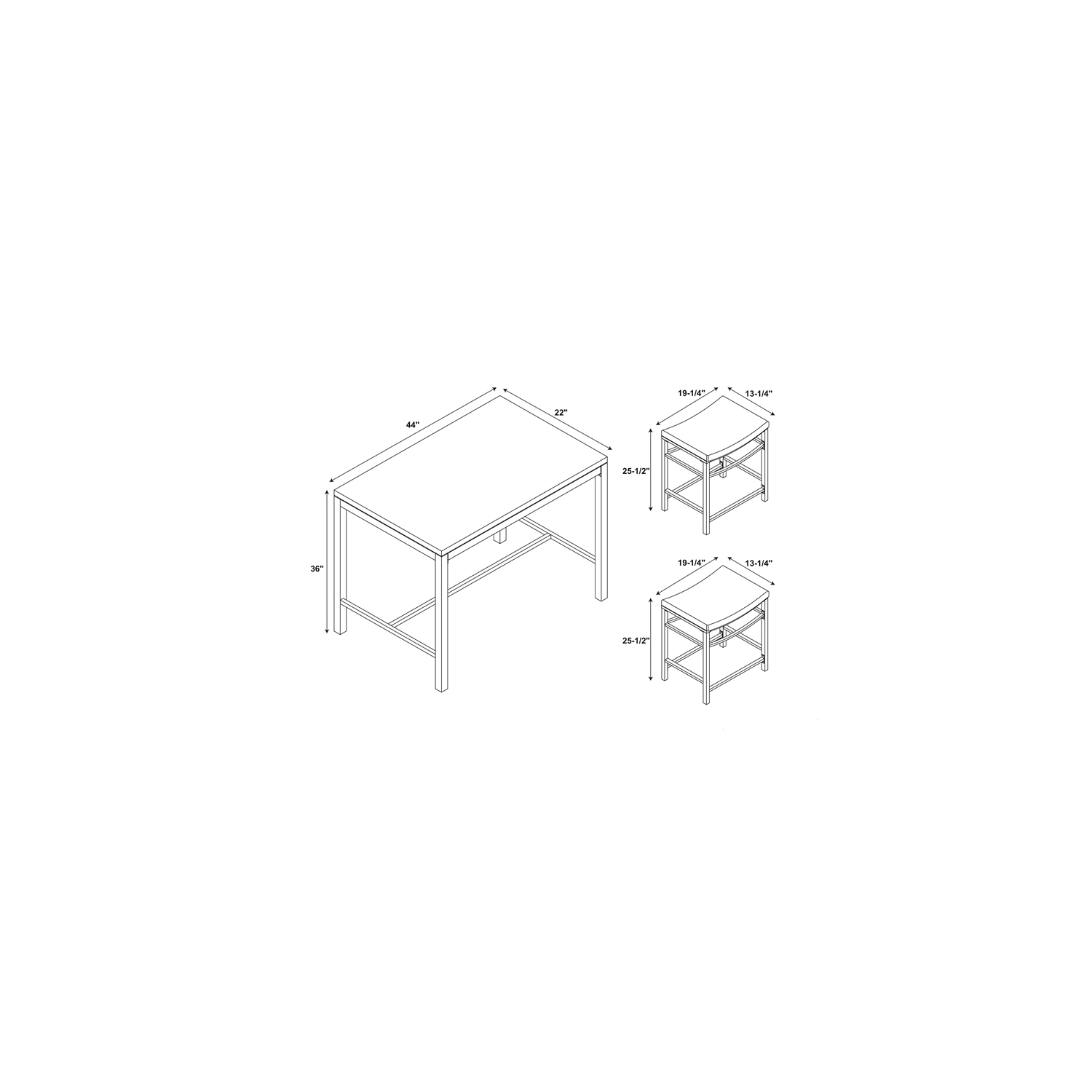 Linon Holly Three Piece Wood Counter Height Pub Set in Brown