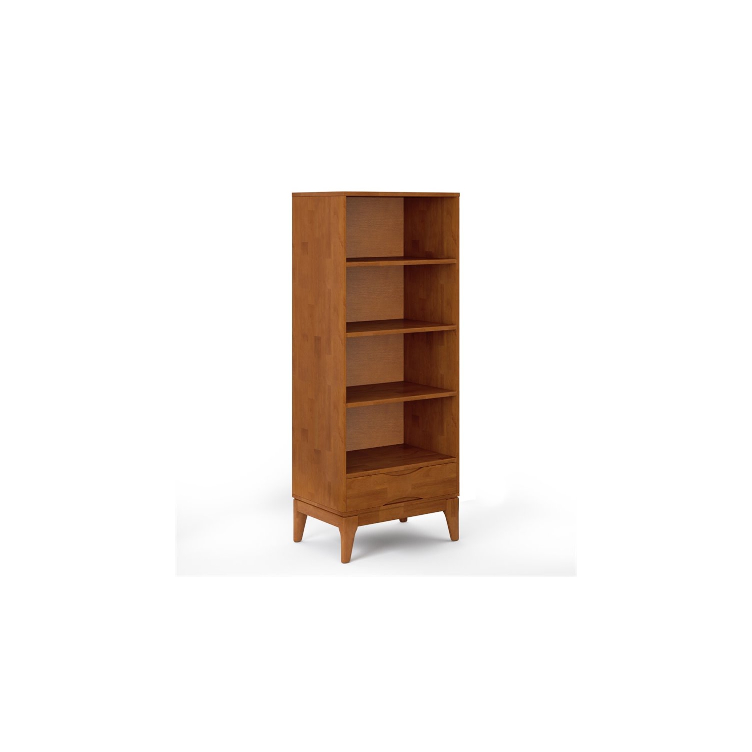 Simpli Home Harper Solid Hardood 60 " x 24 " Mid-Century Modern Bookcase with Storage in Teak Brown