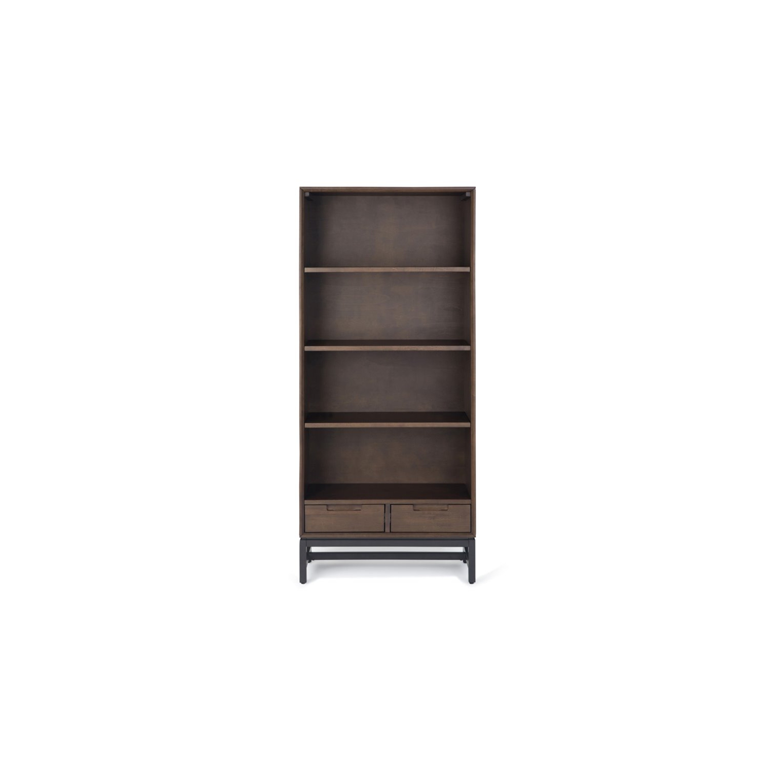 Simpli Home Banting Solid Hardood and Metal 66 " x 30 "Rectangle Industrial Bookcase in Walnut Brown