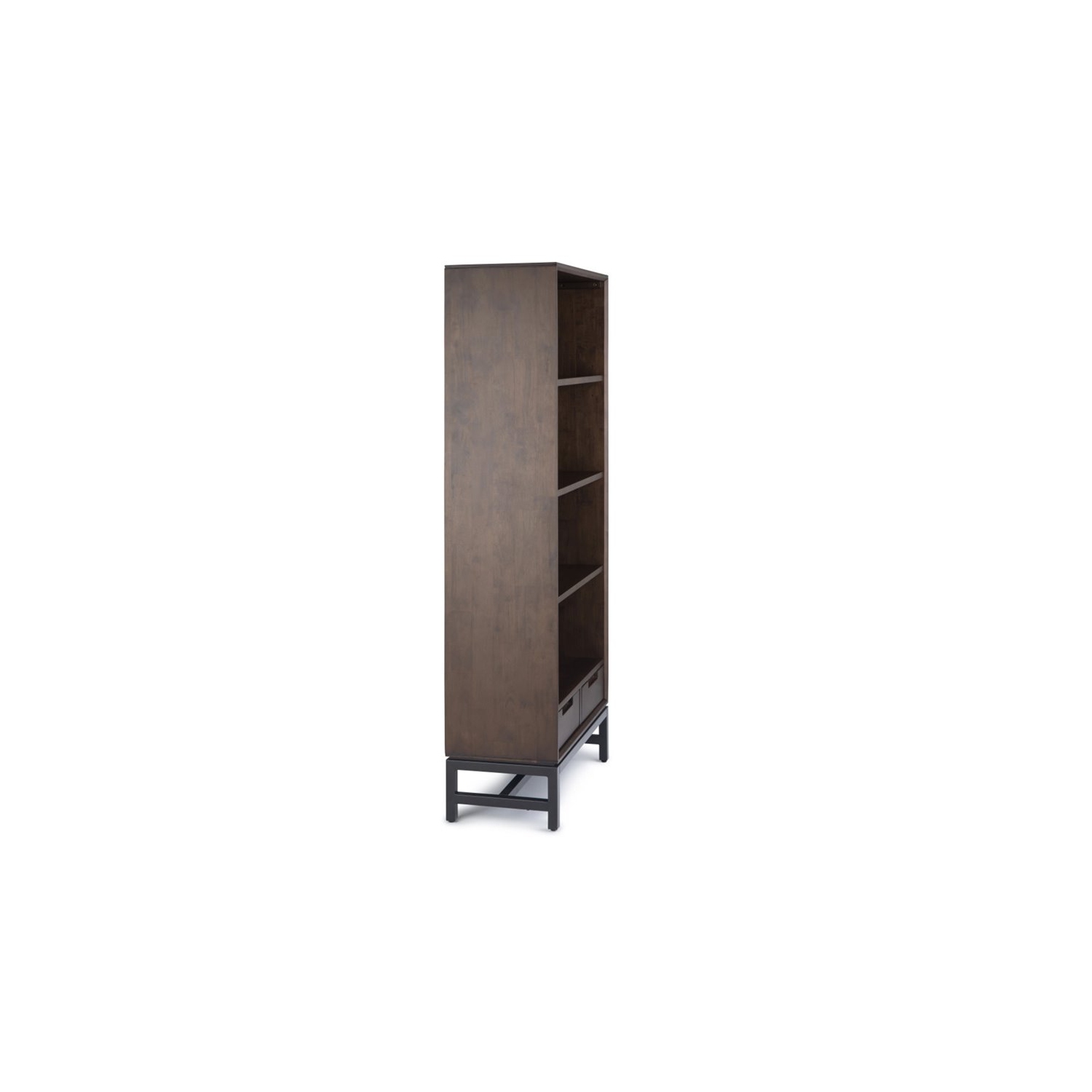 Simpli Home Banting Solid Hardood and Metal 66 " x 30 "Rectangle Industrial Bookcase in Walnut Brown