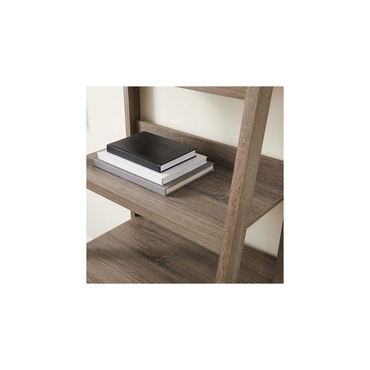 Linon Tracey Five Shelf Wood Ladder Bookcase in Gray