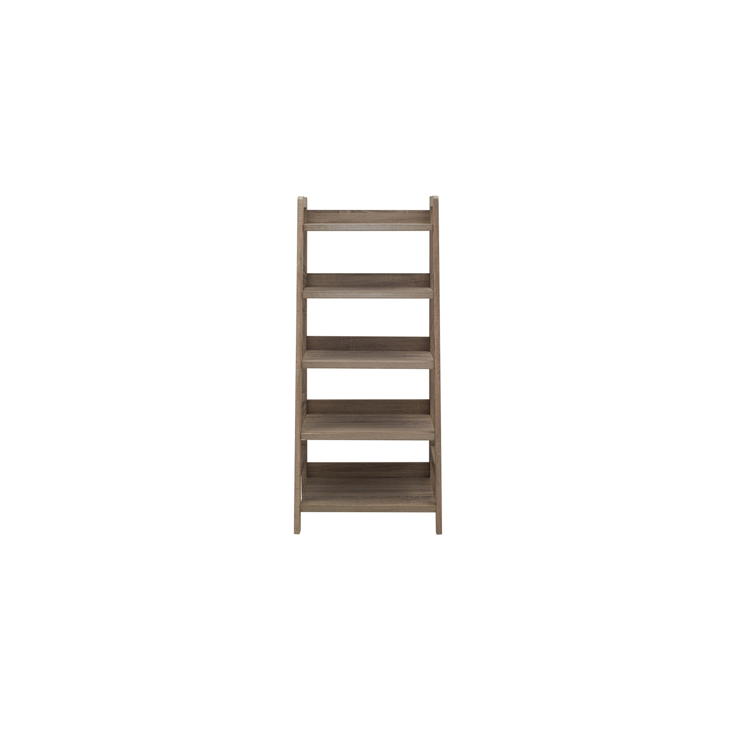 Linon Tracey Five Shelf Wood Ladder Bookcase in Gray