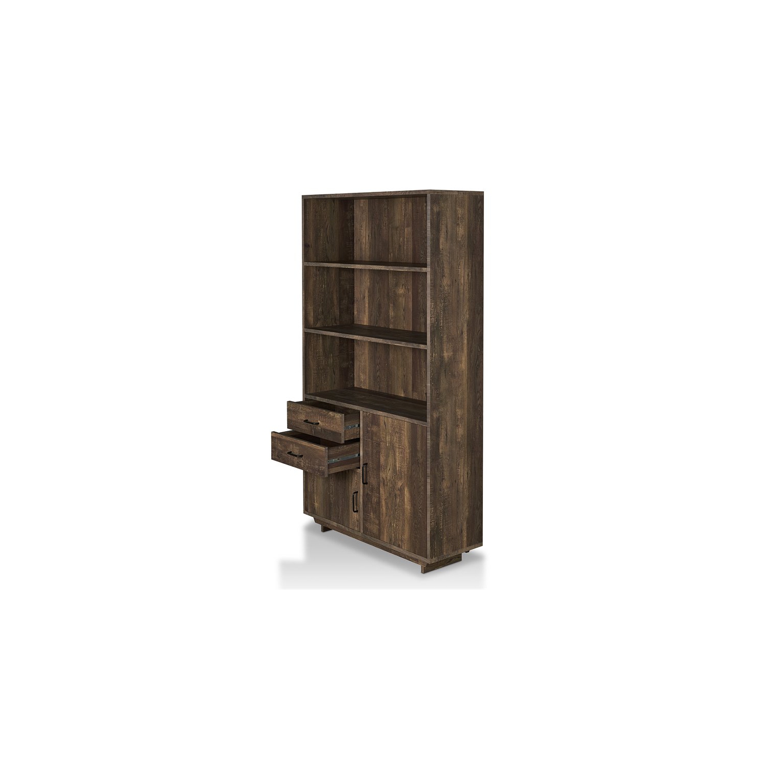 Furniture of America Berto Farmhouse Wood 3-Shelf Bookcase in Reclaimed Oak