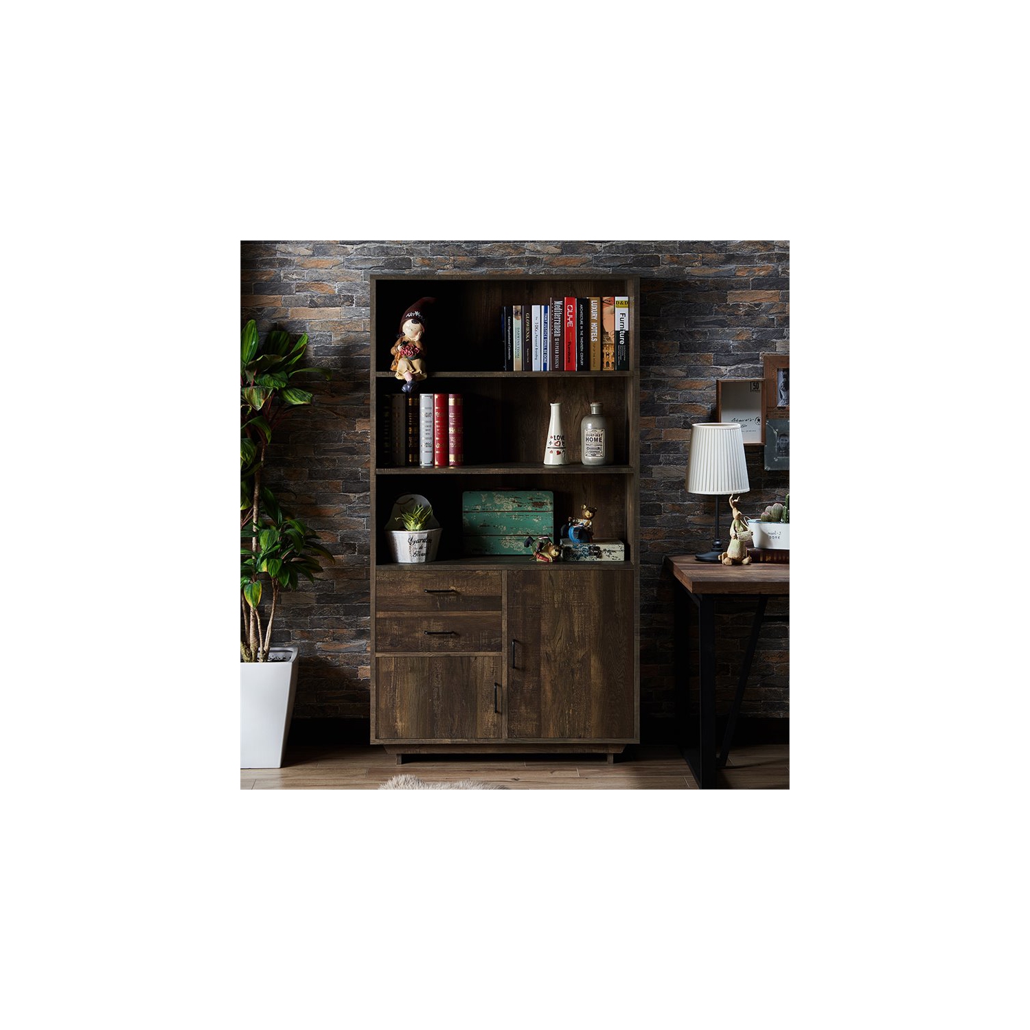 Furniture of America Berto Farmhouse Wood 3-Shelf Bookcase in Reclaimed Oak