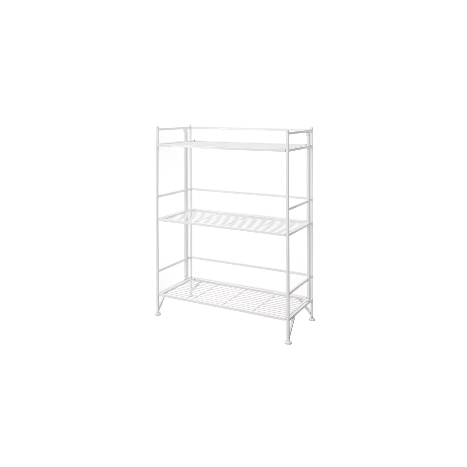 Convenience Concepts Xtra Storage Three-Tier Wide Folding Shelf in White Metal