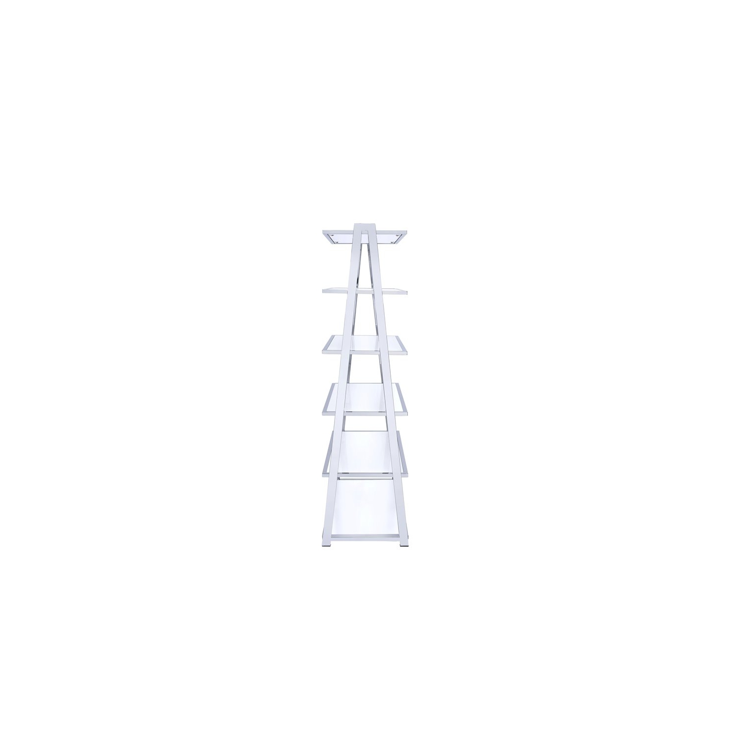 Bibliothèque inclinée ACME Coleen au fini blanc très lustré et chromé