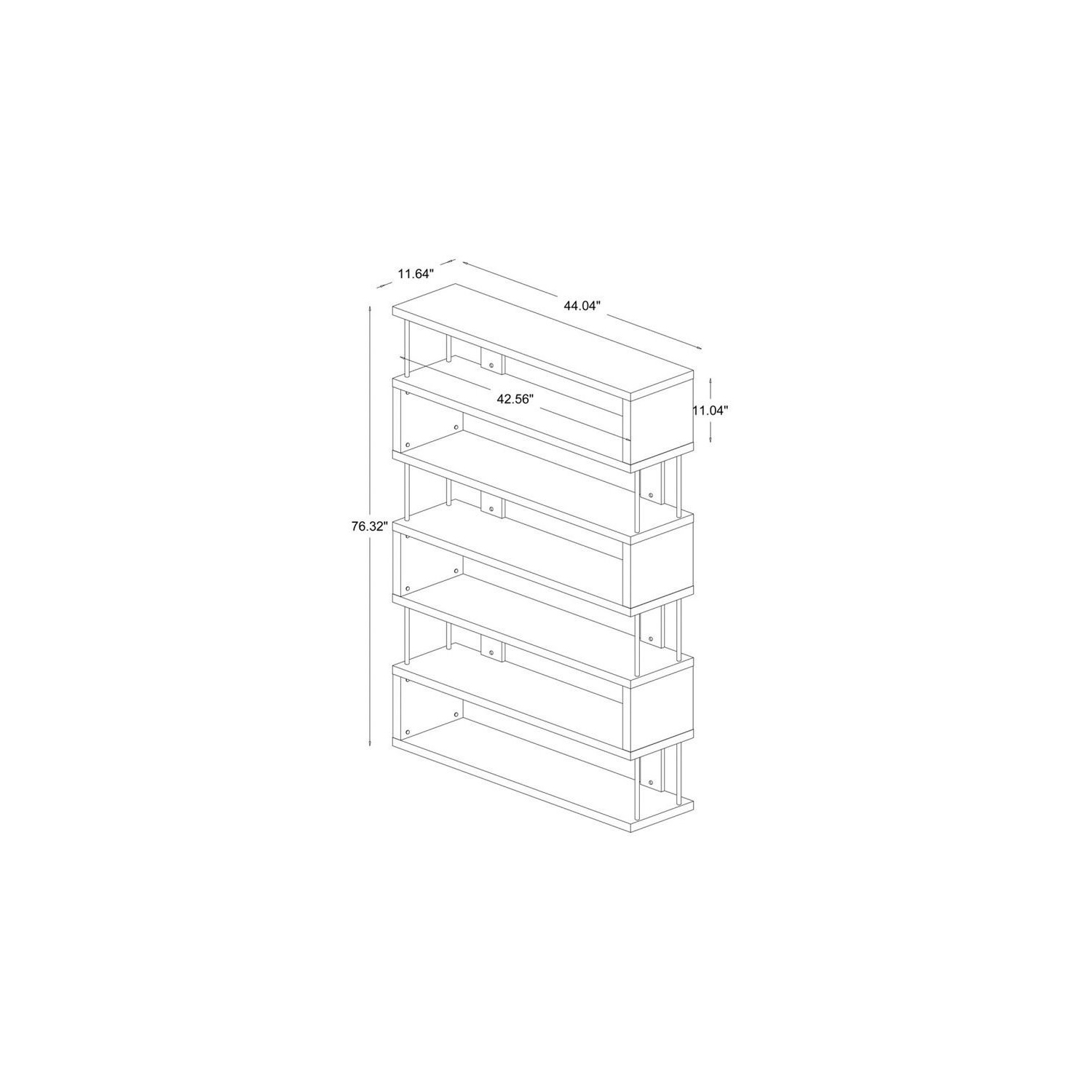Barnes 6 Shelf Modern Bookcase in White