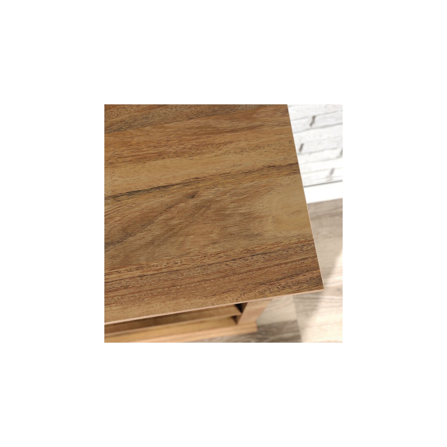 Sauder Misc Storage Contemporary 3-Shelf Wood Bookcase in Sindoori Mango Beige