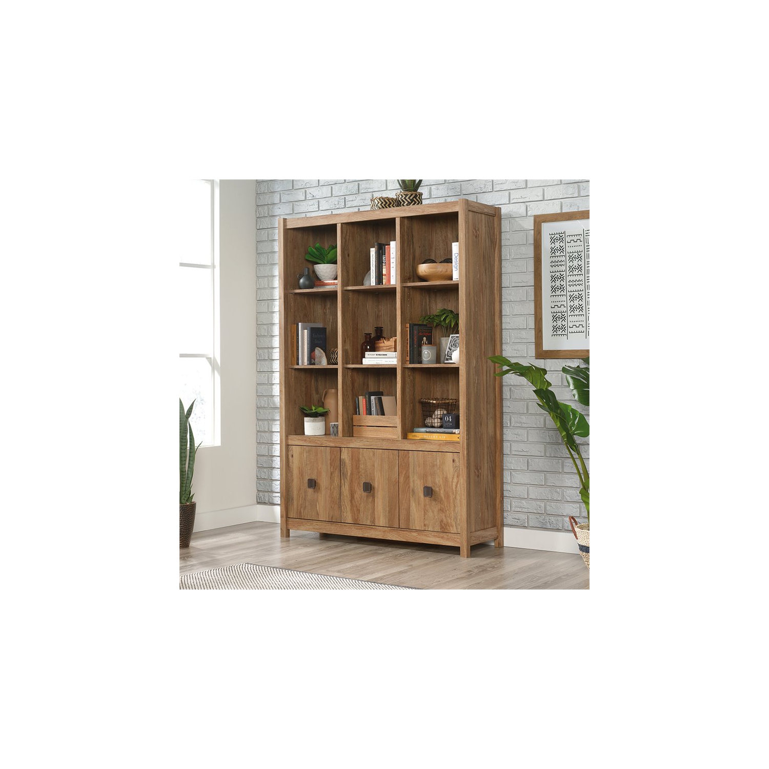 Sauder – Bibliothèque en bois d’ingénierie Cannery Bridge à 9 compartiments, mangue sindoori