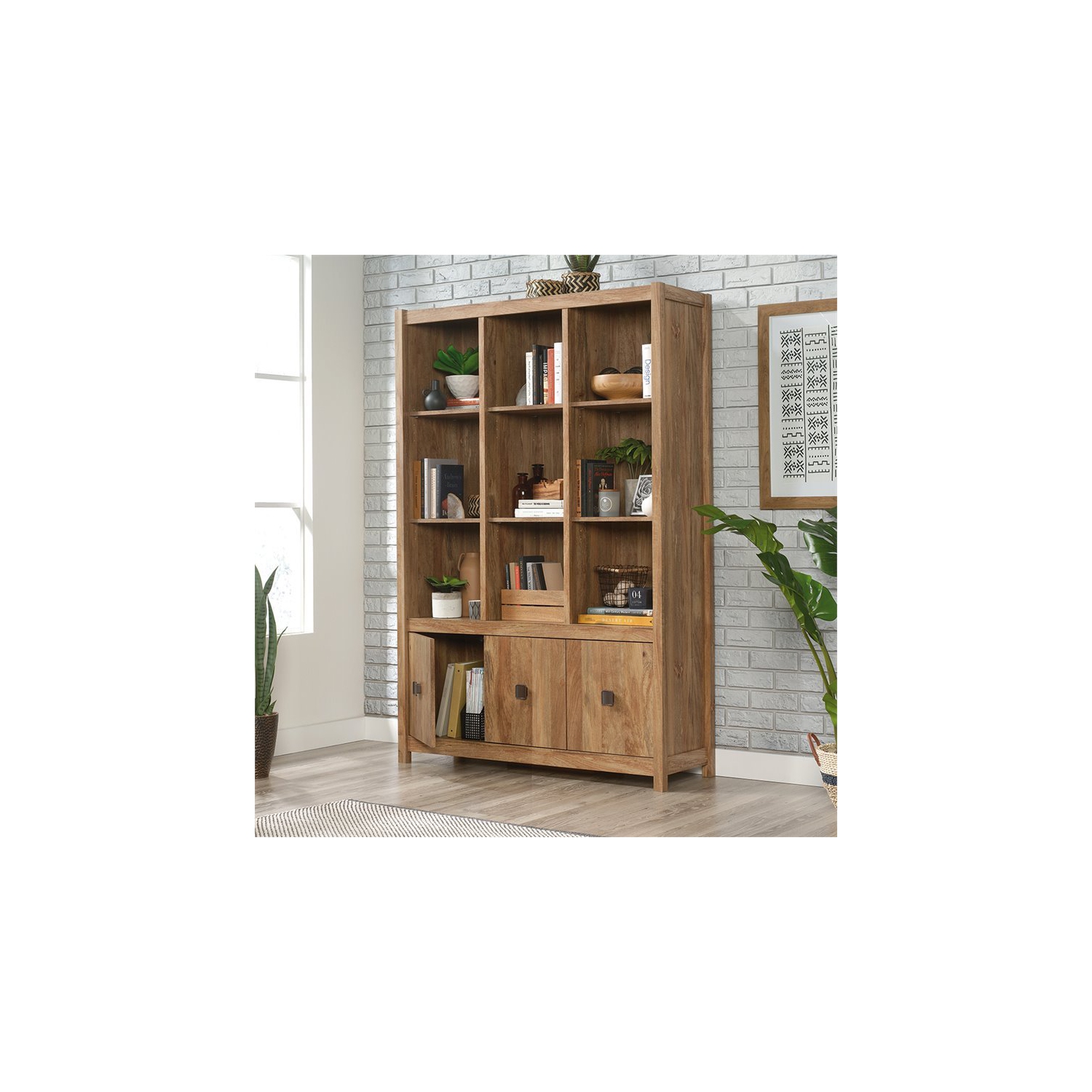 Sauder – Bibliothèque en bois d’ingénierie Cannery Bridge à 9 compartiments, mangue sindoori