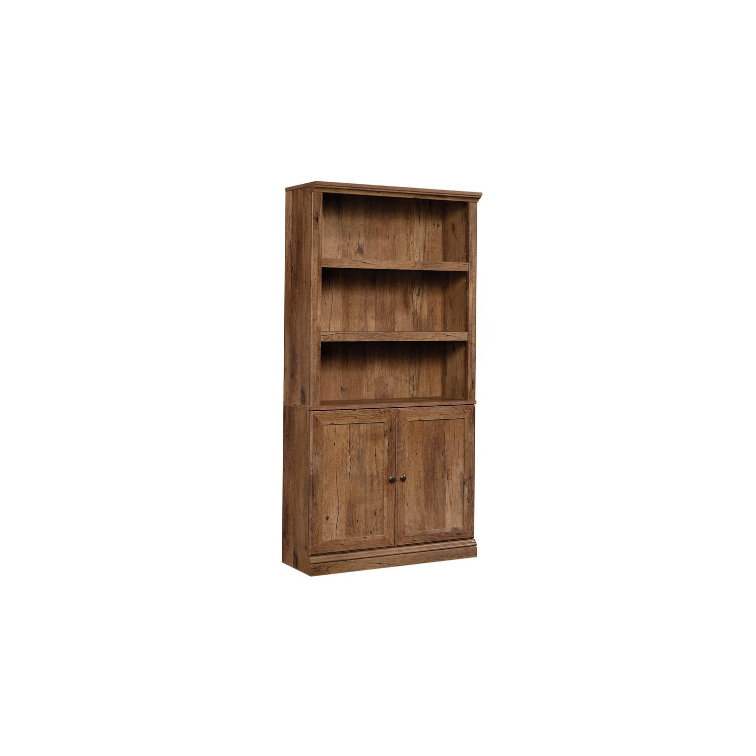 Sauder Misc Storage 3-Shelf 2-Door Tall Wood Bookcase in Vintage Oak